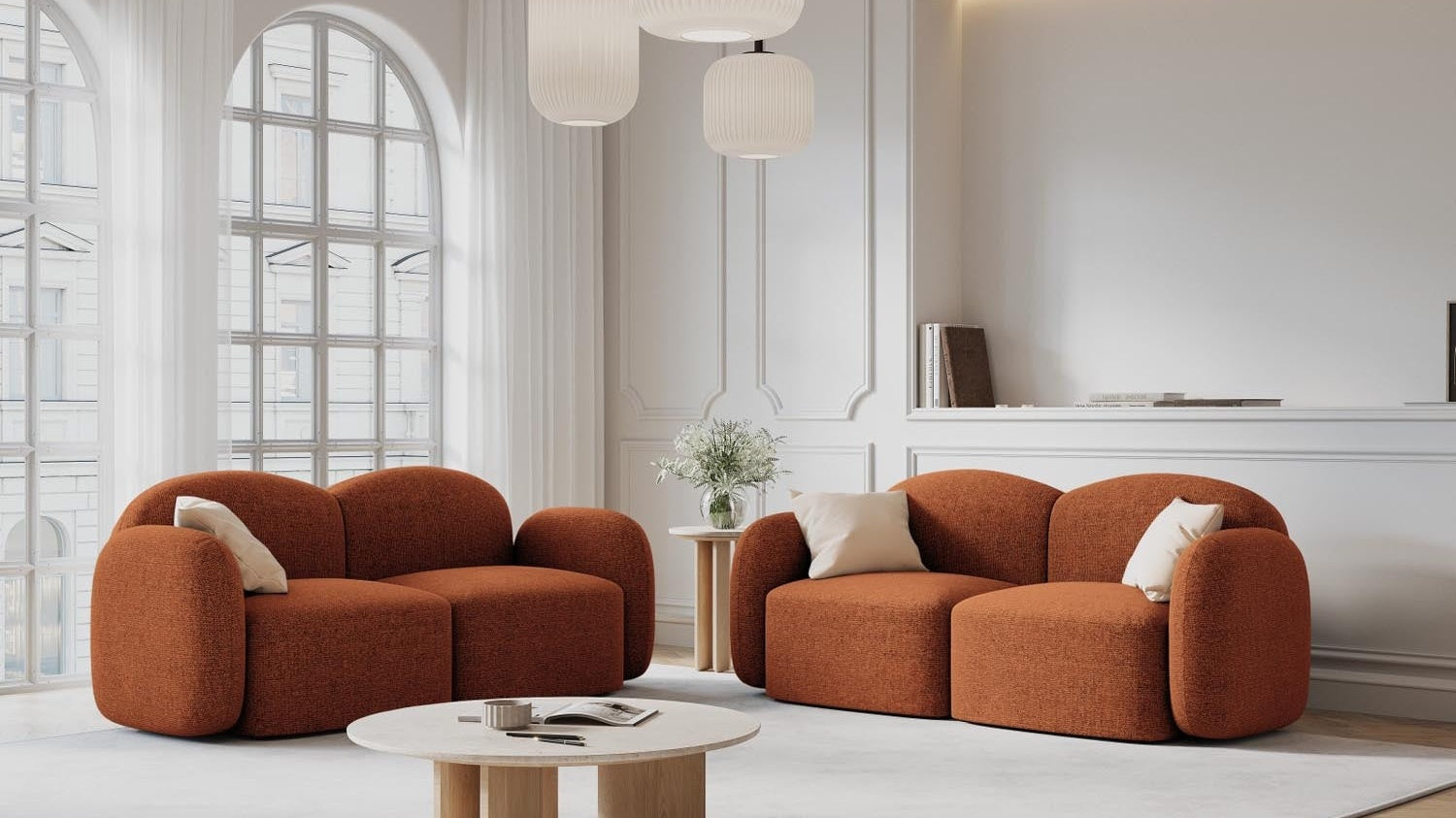 Elegante Blair Kollektion von Micadoni: stilvolle Möbel in sanften Farben, ideal für modernes Wohndesign.