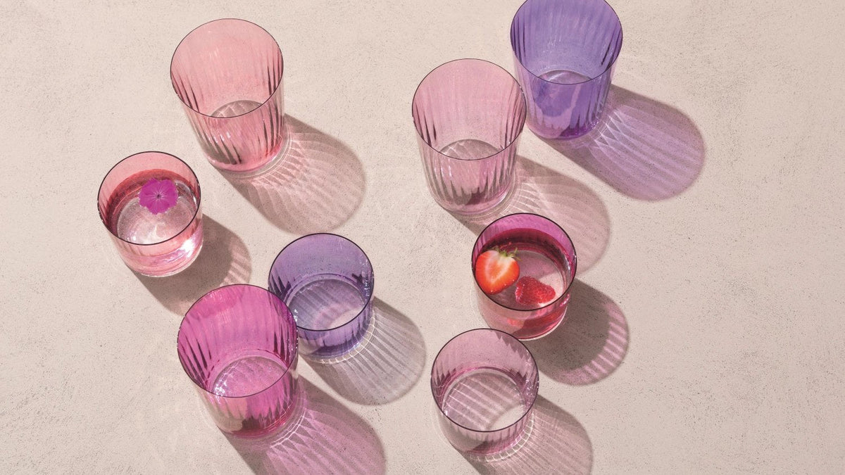 LSA Gems Champagner Flutes, Weingläser und Teelichthalter aus farbigem Glas in Jade, Granat, Bernstein und Saphir