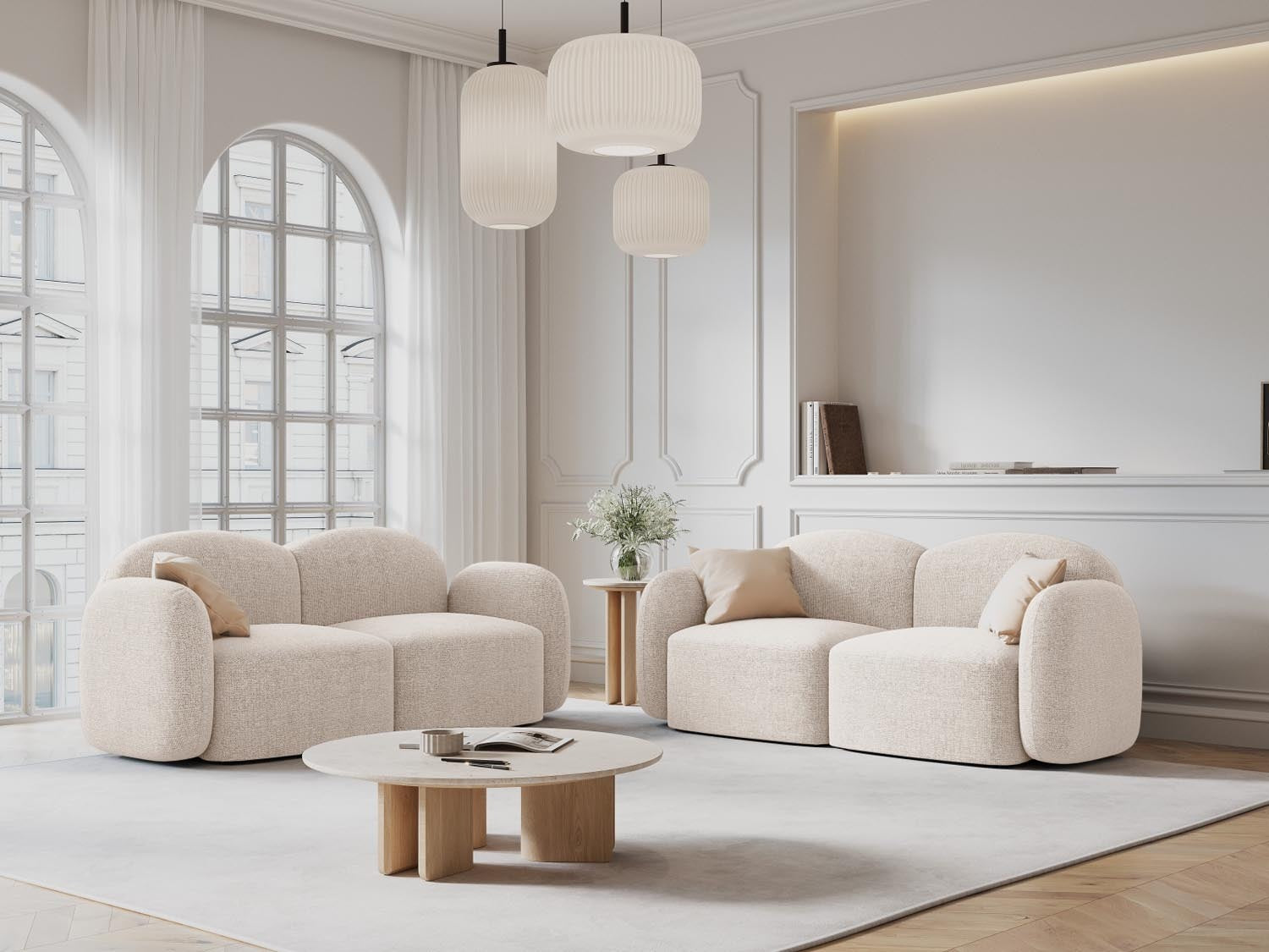 Elegantes Bloomingville Sofa in sanften Farben, ideal für stilvolle Wohnräume und gemütliche Entspannung.
