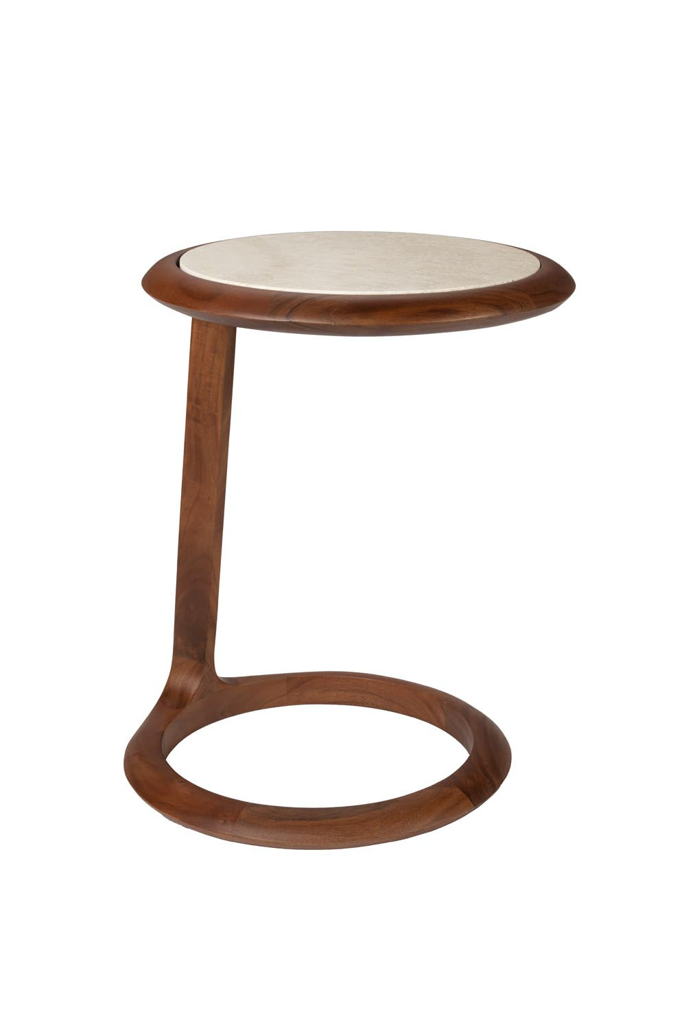 Doppio Beistelltisch von Zuiver: Einzigartiges, doppeltes Design aus Akazienholz und Travertin. Funktional und stilvoll für Ihr Wohnambiente.