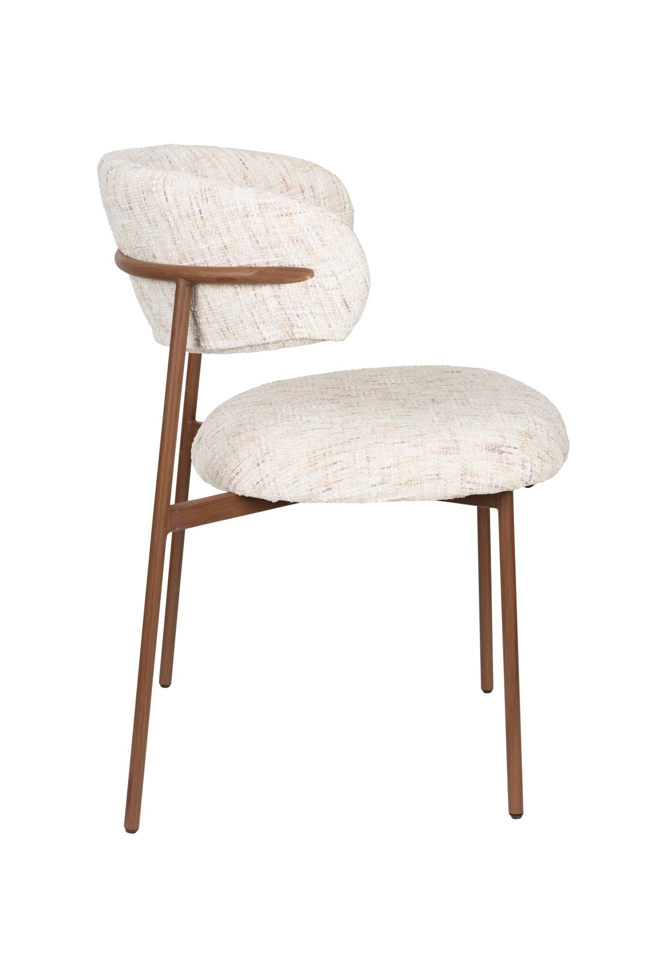 Moderner Stuhl Claes von White Label Living, stilvolles Design, bequeme Polsterung, ideal für Esszimmer oder Büro.