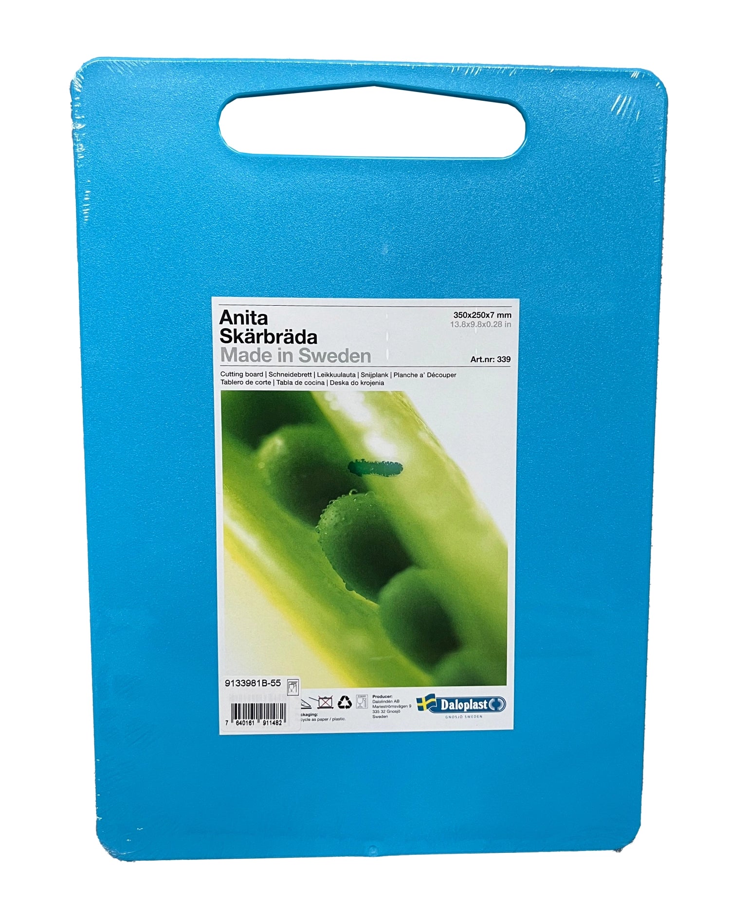 Cutting board Anita 35x25x0.7cm with handle hole blue