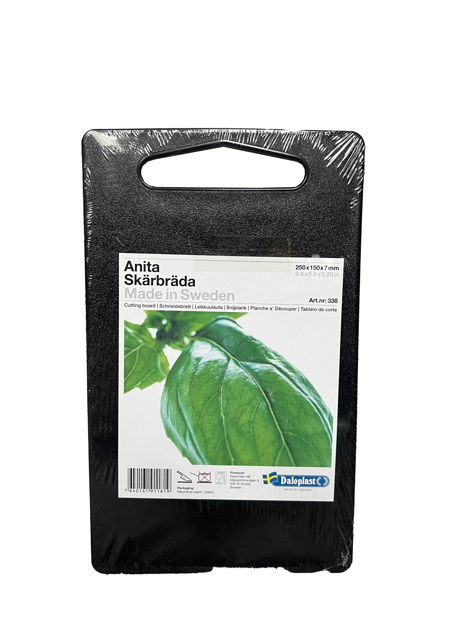 Planche à découper Anita 25x15x0,7cm avec trou pour poignée noire