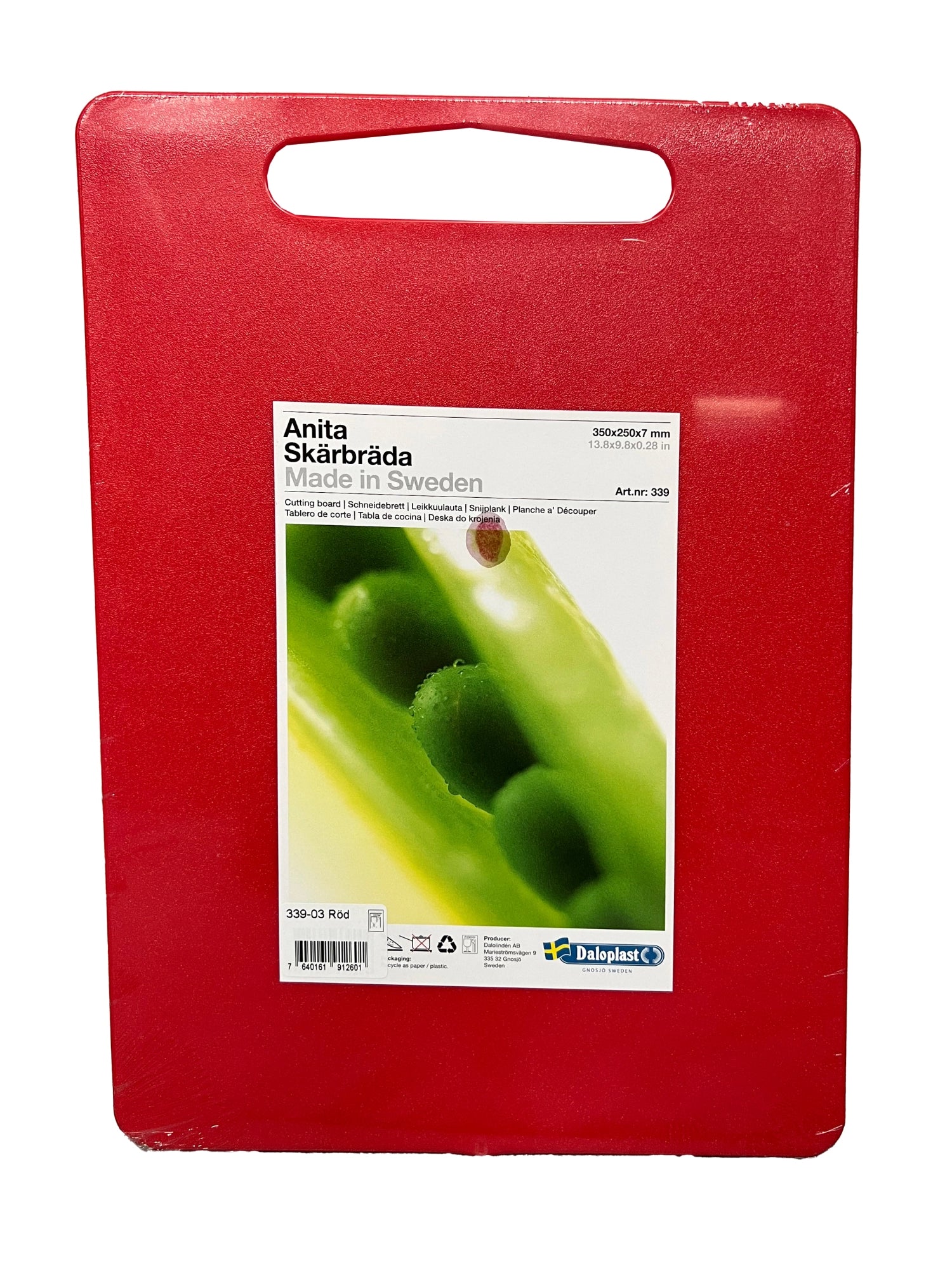 Schneidebrett Anita 35x25x0.7cm mit Griffloch rot