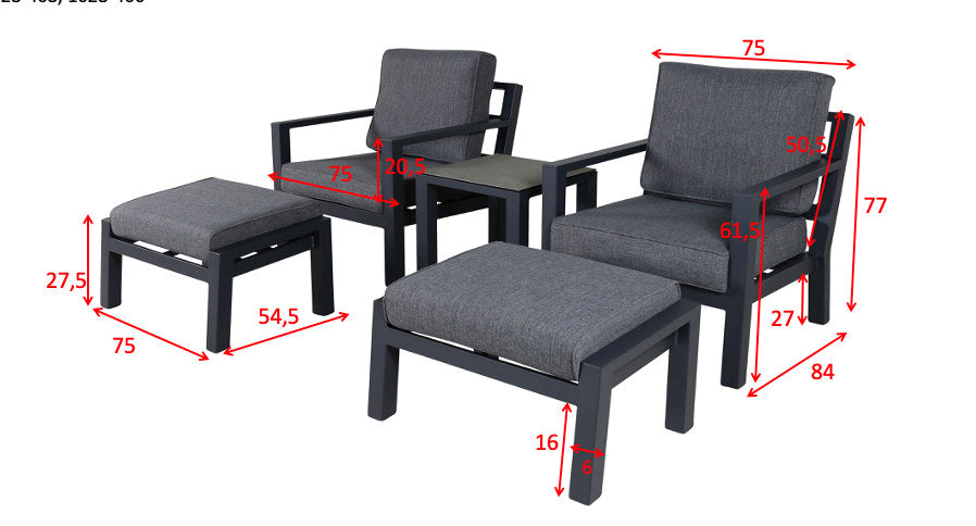 Barcelona Lounge Outdoorset 50cm in Schwarz präsentiert im Onlineshop von KAQTU Design AG. Loungeset ist von Venture Home