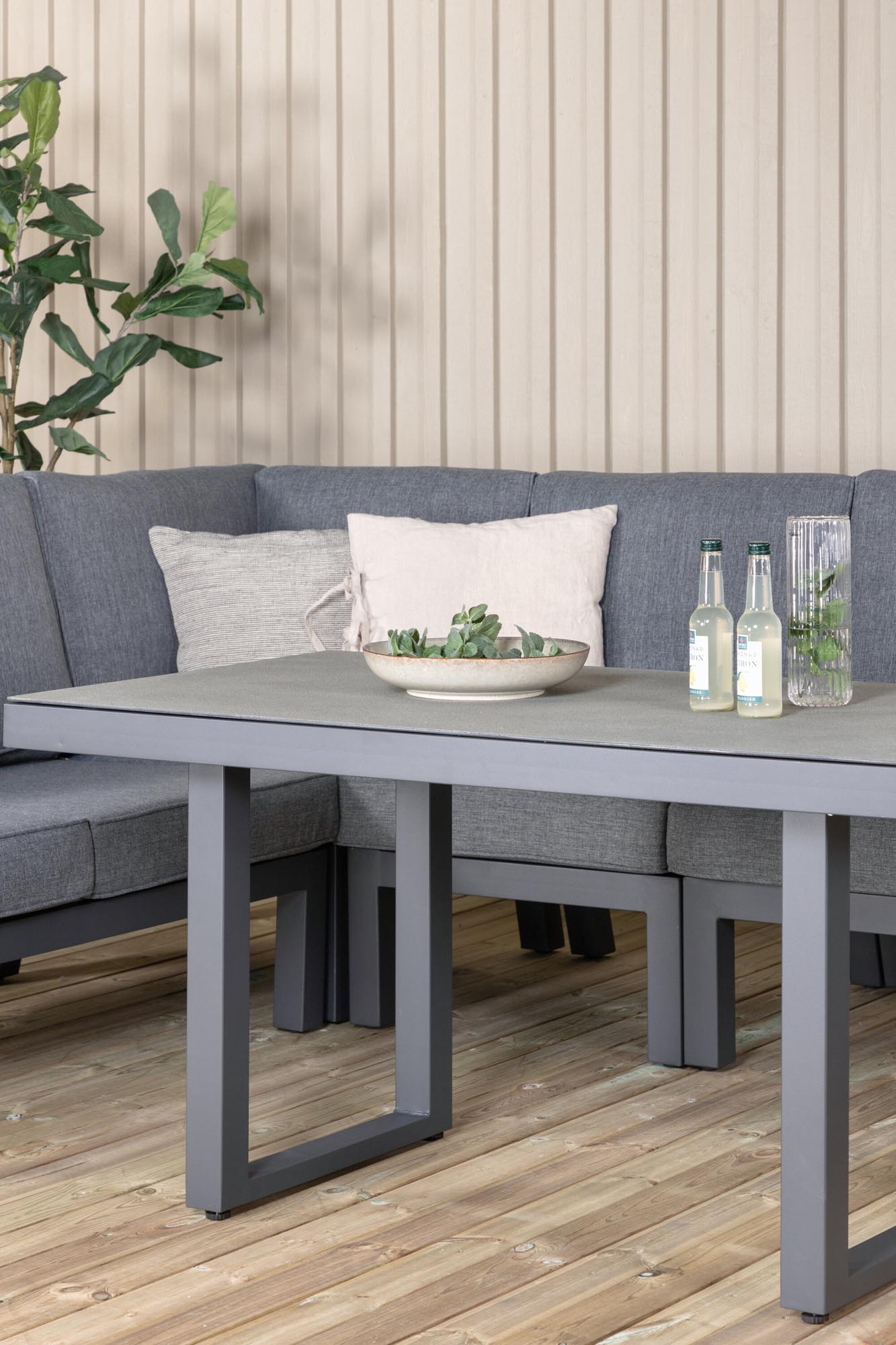 Ecksofa Outdoorset Barcelona 140cm: Elegantes Design und wetterfeste Materialien für entspannte Stunden im Freien.