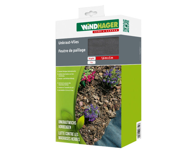 WINDHAGER Unkraut-Vlies 5x1.6 m schwarz in  präsentiert im Onlineshop von KAQTU Design AG. Gartenpflege ist von WINDHAGER