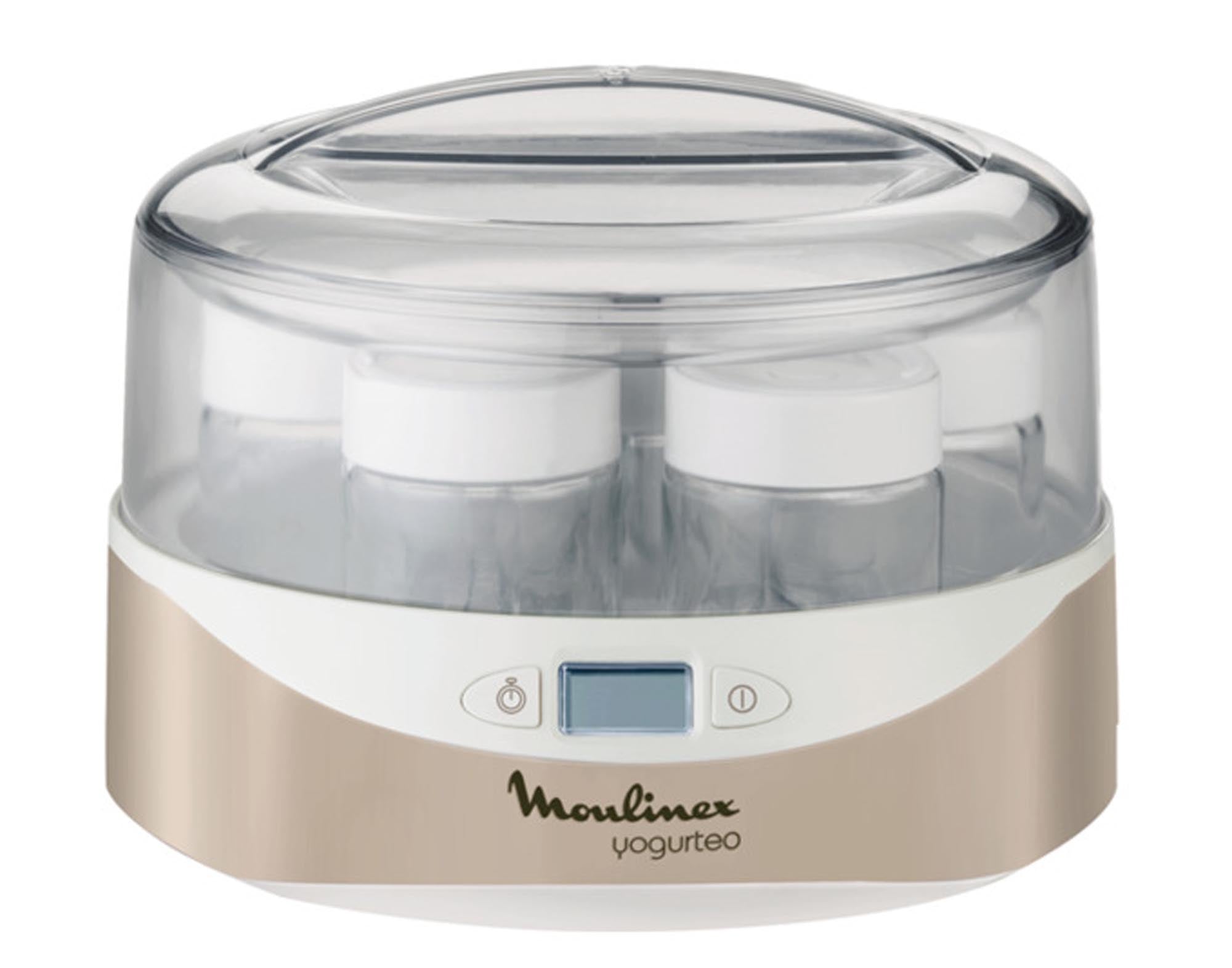 Entdecken Sie den MOULINEX Joghurtapparat Yogurteo in Silber – ideal für gesunden, selbstgemachten Joghurt. 7 BPA-freie Gläser, einfache Handhabung!