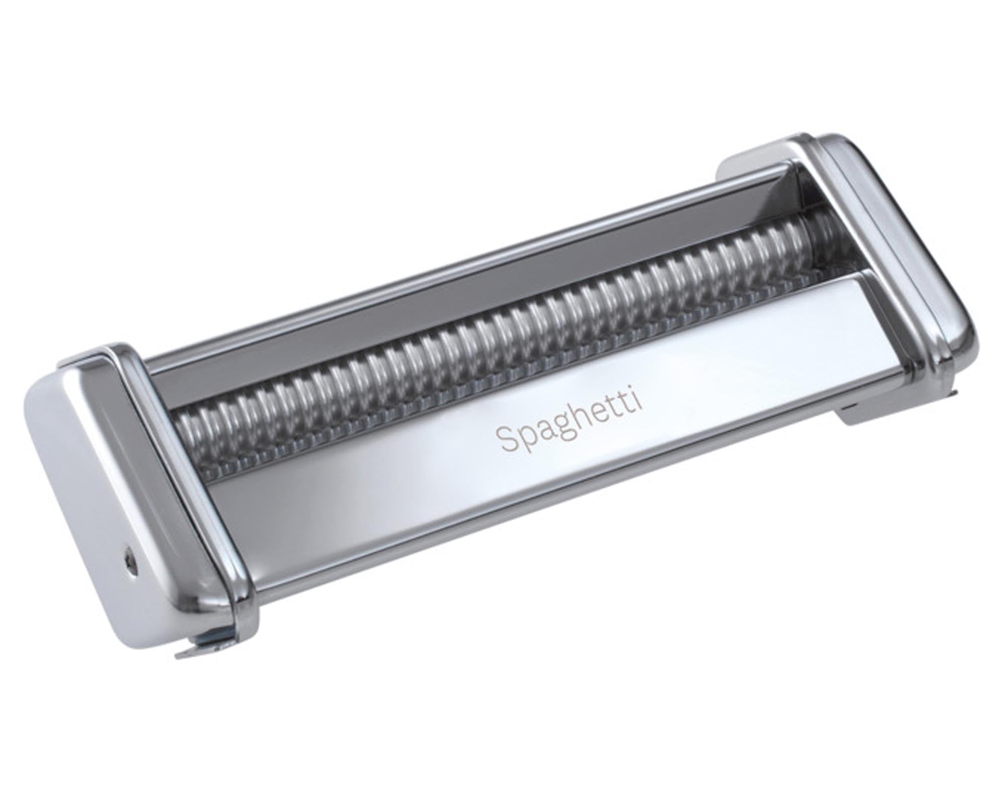 Entdecken Sie das MARCATO Zusatzgerät Spaghetti: Hochwertiger Edelstahl, einfache Handhabung, perfekte Spaghetti für Ihre Nudelmaschine.