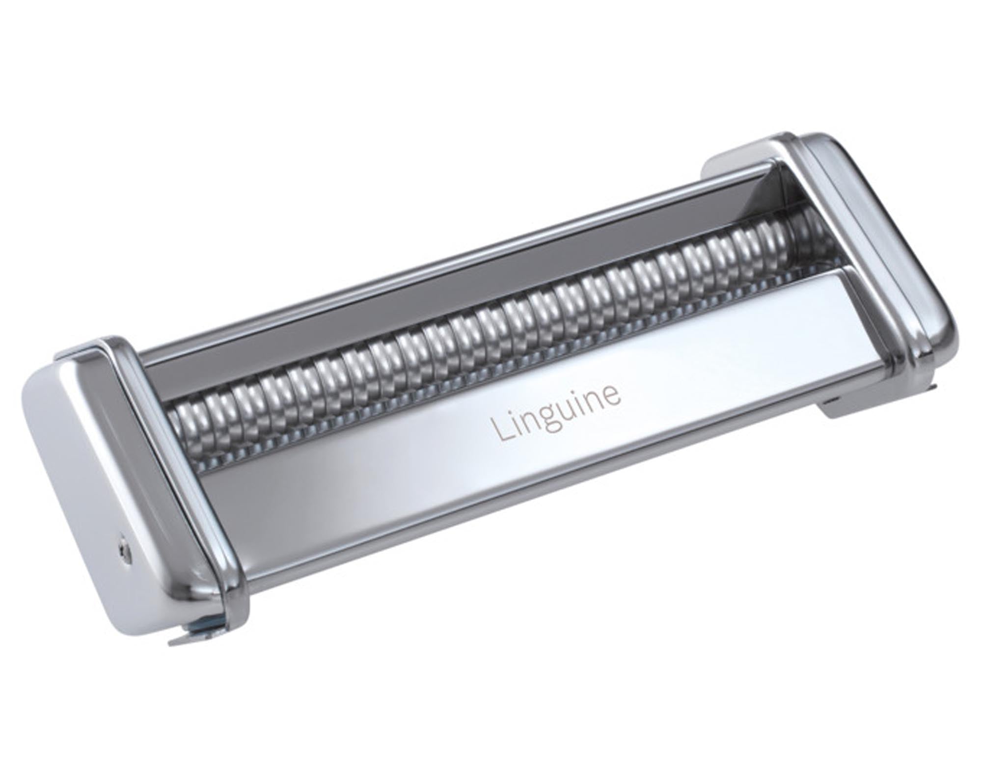 Entdecken Sie das MARCATO Zusatzgerät Linguine für perfekte, selbstgemachte Linguine-Nudeln. Hochwertiger Edelstahl, benutzerfreundlich und vielseitig einsetzbar!