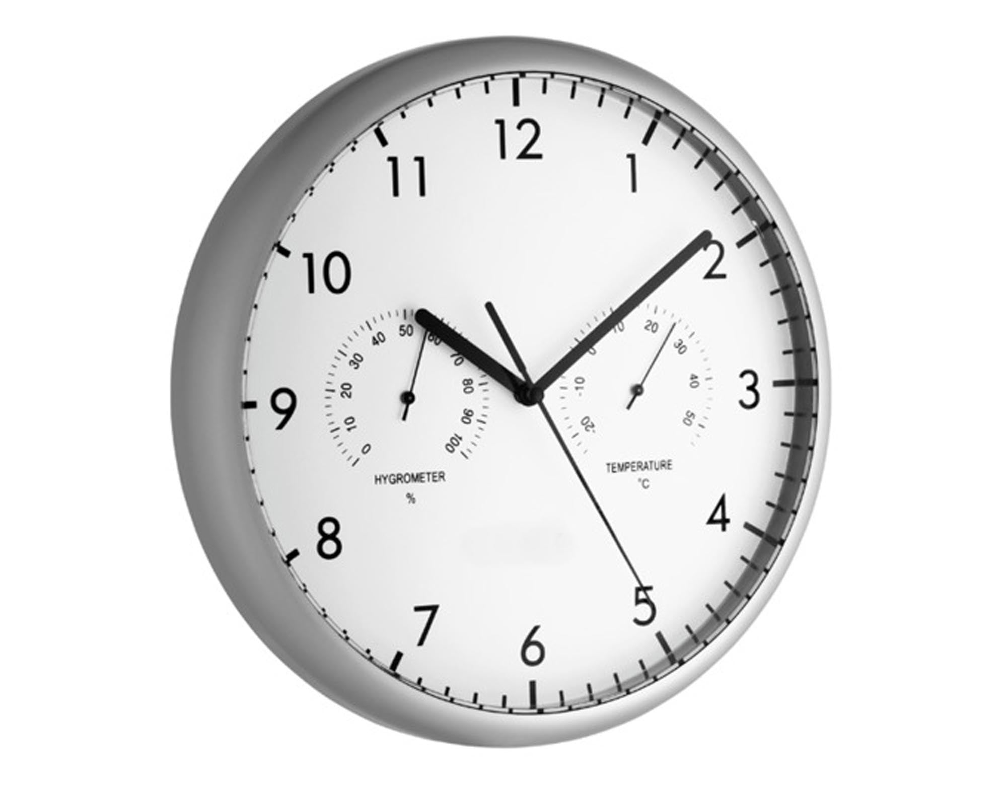 Elegante TFA Wanduhr in Silber, Ø 26 cm. Präzise Zeitangabe, leiser Quarzmechanismus, stilvolles Design für jedes Zuhause.