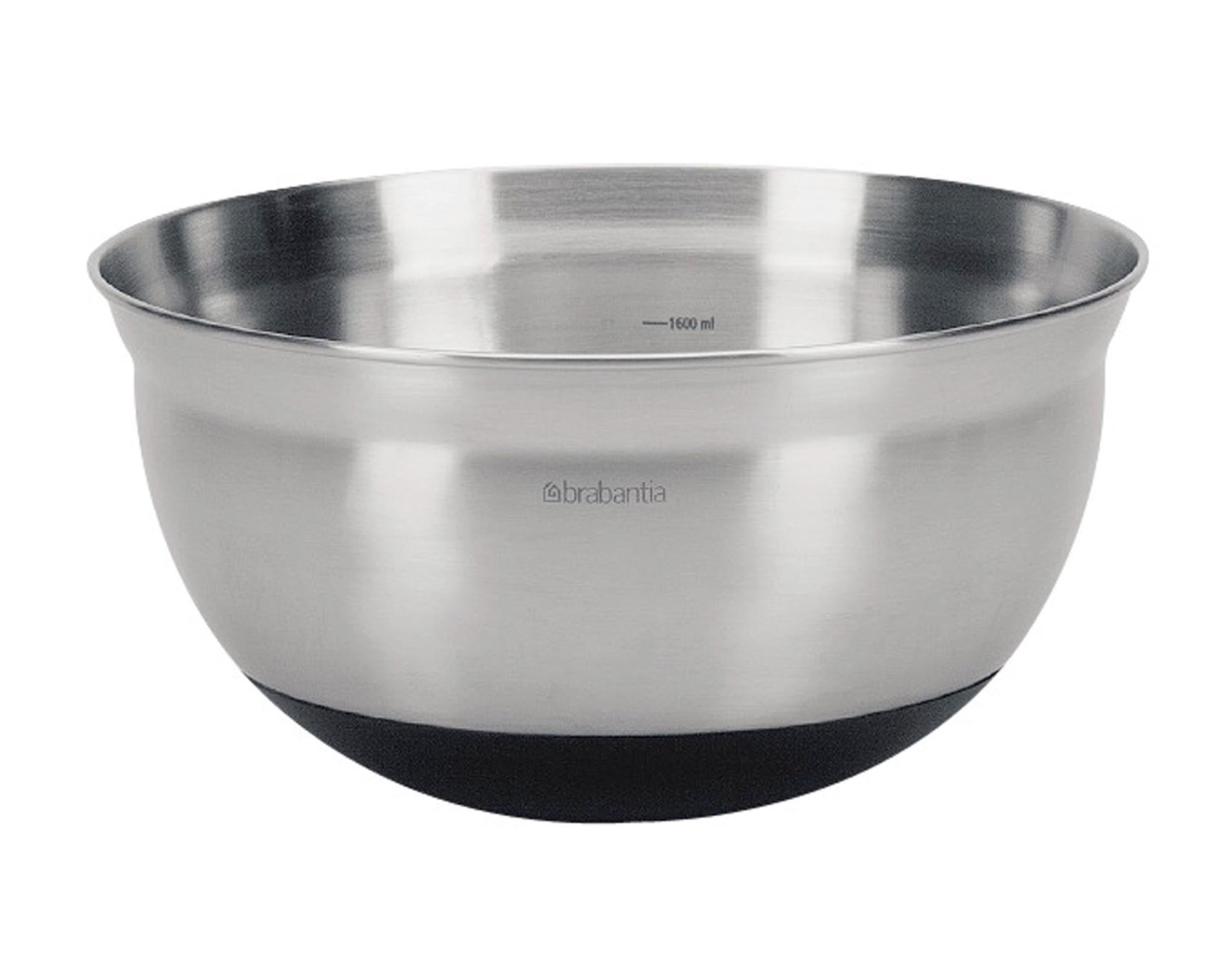 Entdecke die BRABANTIA Schüssel Profile 1.6 l: langlebig, rutschfest, mit Spritzschutz. Ideal für Salate und Teige, spülmaschinenfest.