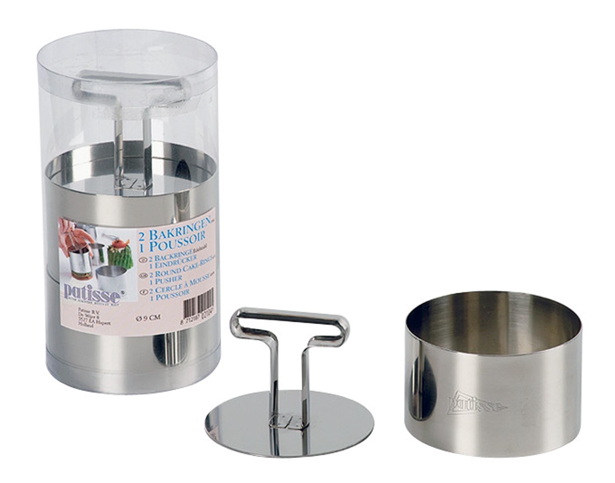 Entdecken Sie den PÂTISSE Portionierring mit Stössel Inox – ideal für perfekte Portionen von Desserts und Vorspeisen. Hochwertiger Edelstahl, spülmaschinenfest.