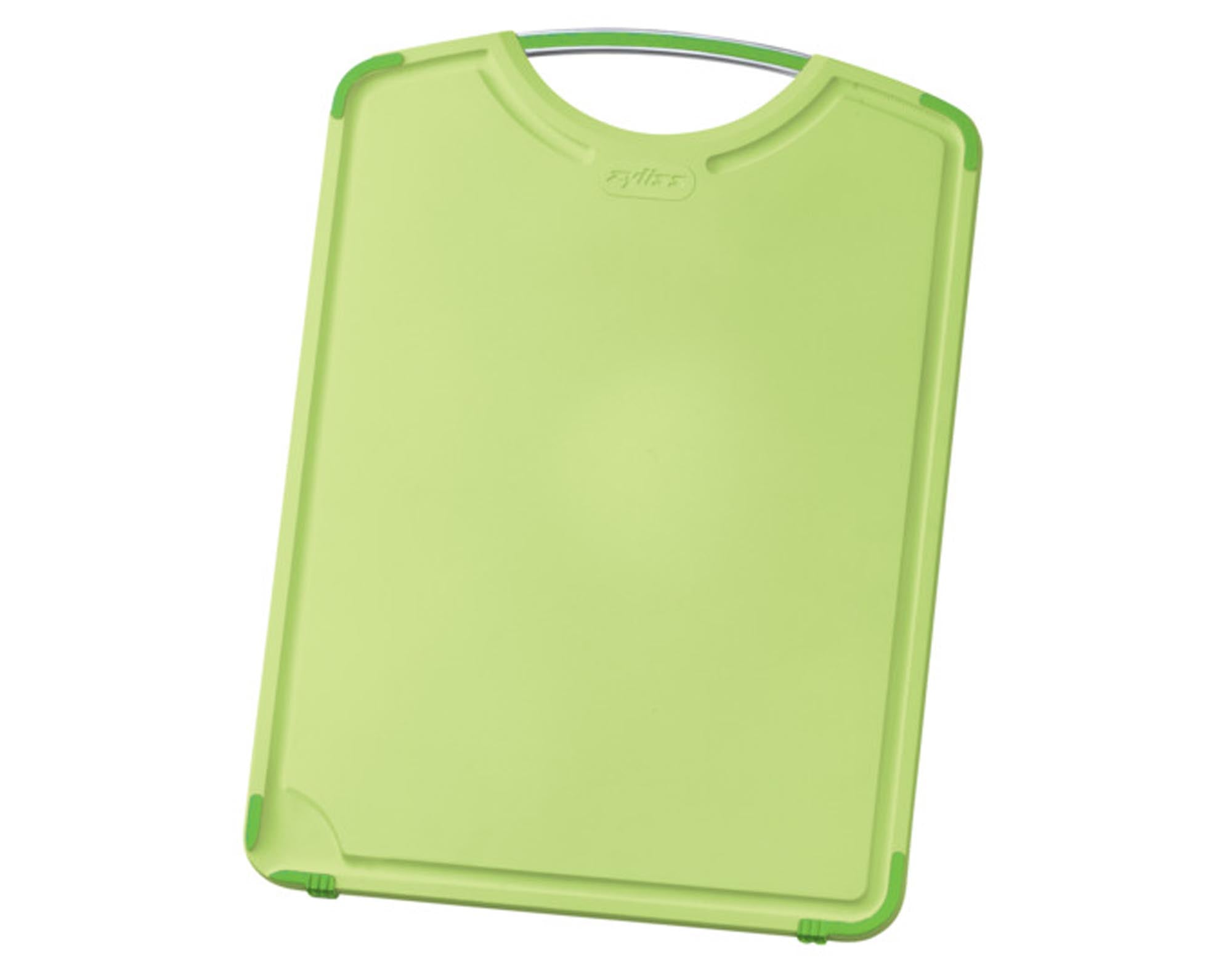 Entdecken Sie das ZYLISS Schneidbrett 35x26 cm: BPA-frei, rutschfest, mit Saftrillen. Ideal für Gemüse, Fleisch und mehr. Pflegeleicht und stilvoll!
