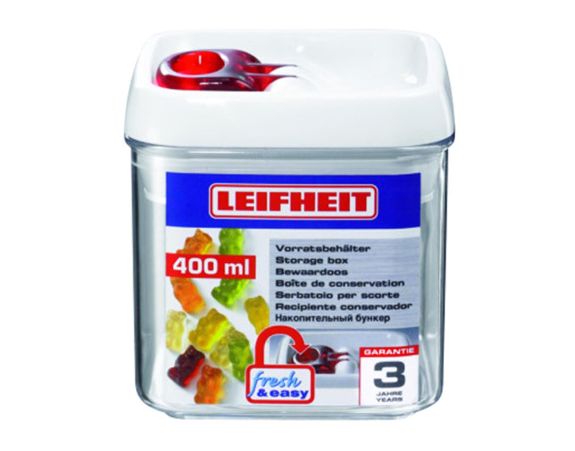 Die LEIFHEIT Vorratsdose eckig 0.8 l ist BPA-frei, luftdicht, stapelbar und ideal für die Aufbewahrung von Lebensmitteln. Perfekt für Ihre Küche!
