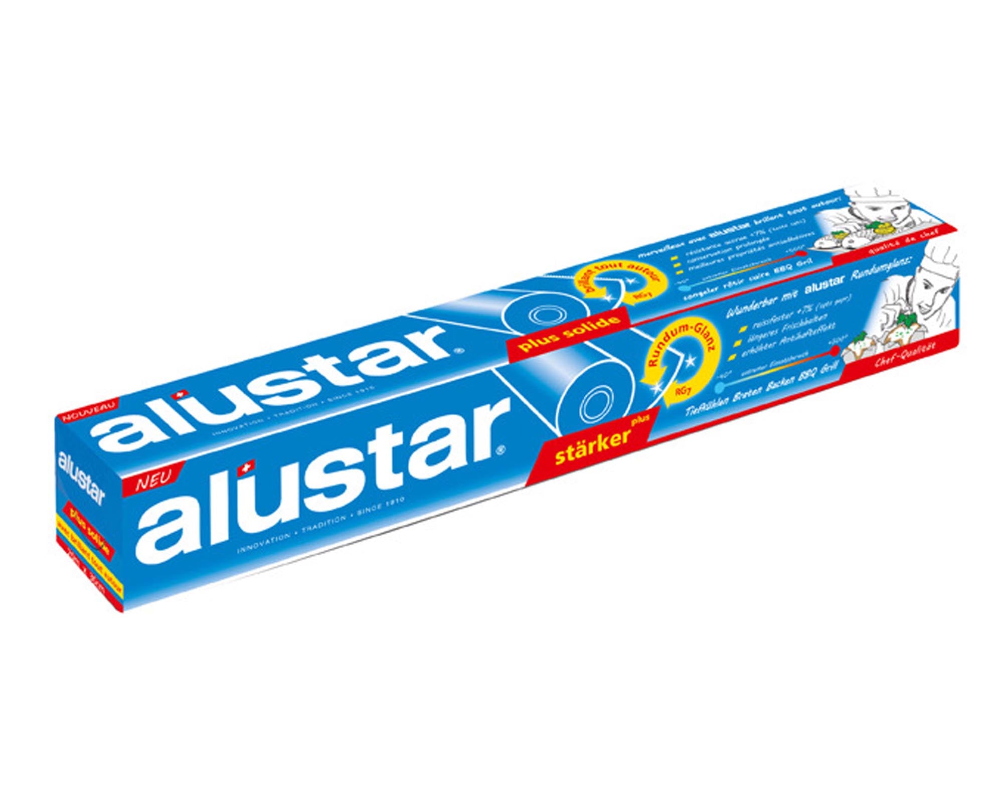 Entdecken Sie die ALUSTAR Alufolie stärker 20 m x 30 cm – ideal zum Grillen, Backen und Aufbewahren. Robust, reißfest und 100% recycelbar!