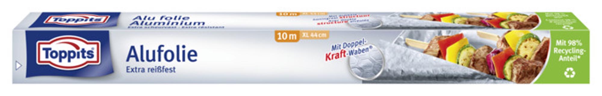Entdecken Sie die TOPPITS Alufolie extra reissfest (10 m, 44 cm) – ideal zum Grillen, Backen und Aufbewahren. Hochwertig, hitzebeständig und praktisch!
