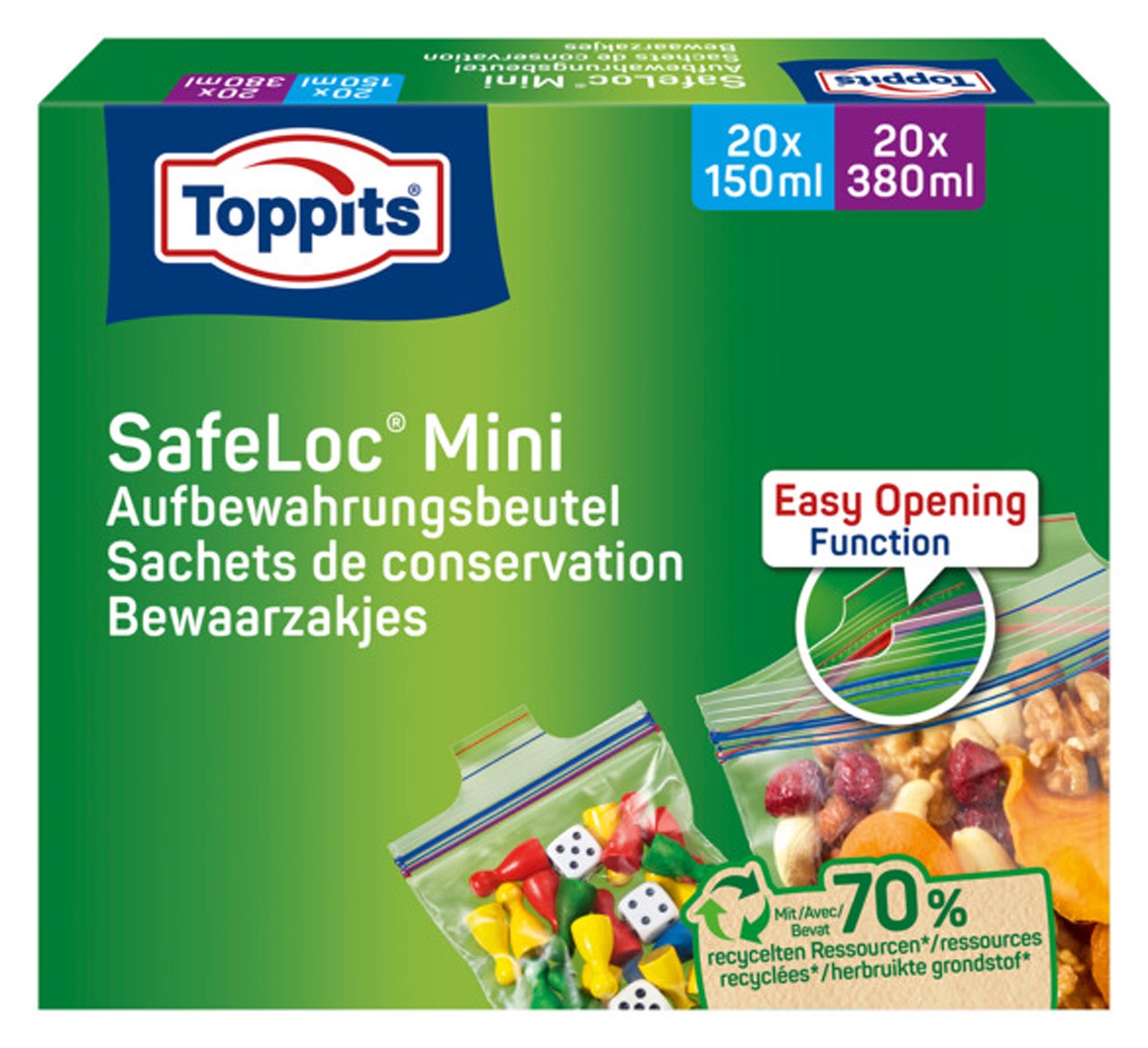 Die TOPPITS Mini Zip Beutel (2x20 Stück) sind perfekte Küchenhelfer für die Aufbewahrung von Snacks, Gewürzen und Kräutern. Hochwertig, transparent und ideal für unterwegs!
