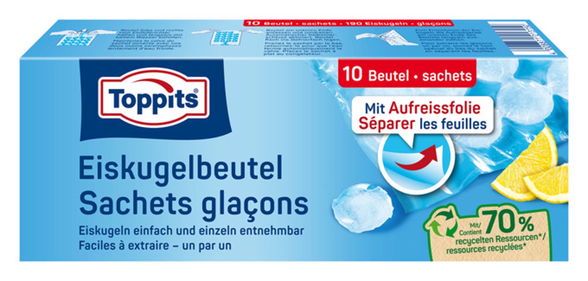 Entdecken Sie die TOPPITS Eiskugelbeutel – 10 Stück für perfekte Eiskugeln! Hergestellt aus lebensmittelechtem Kunststoff, ideal für kreative Eisrezepte.