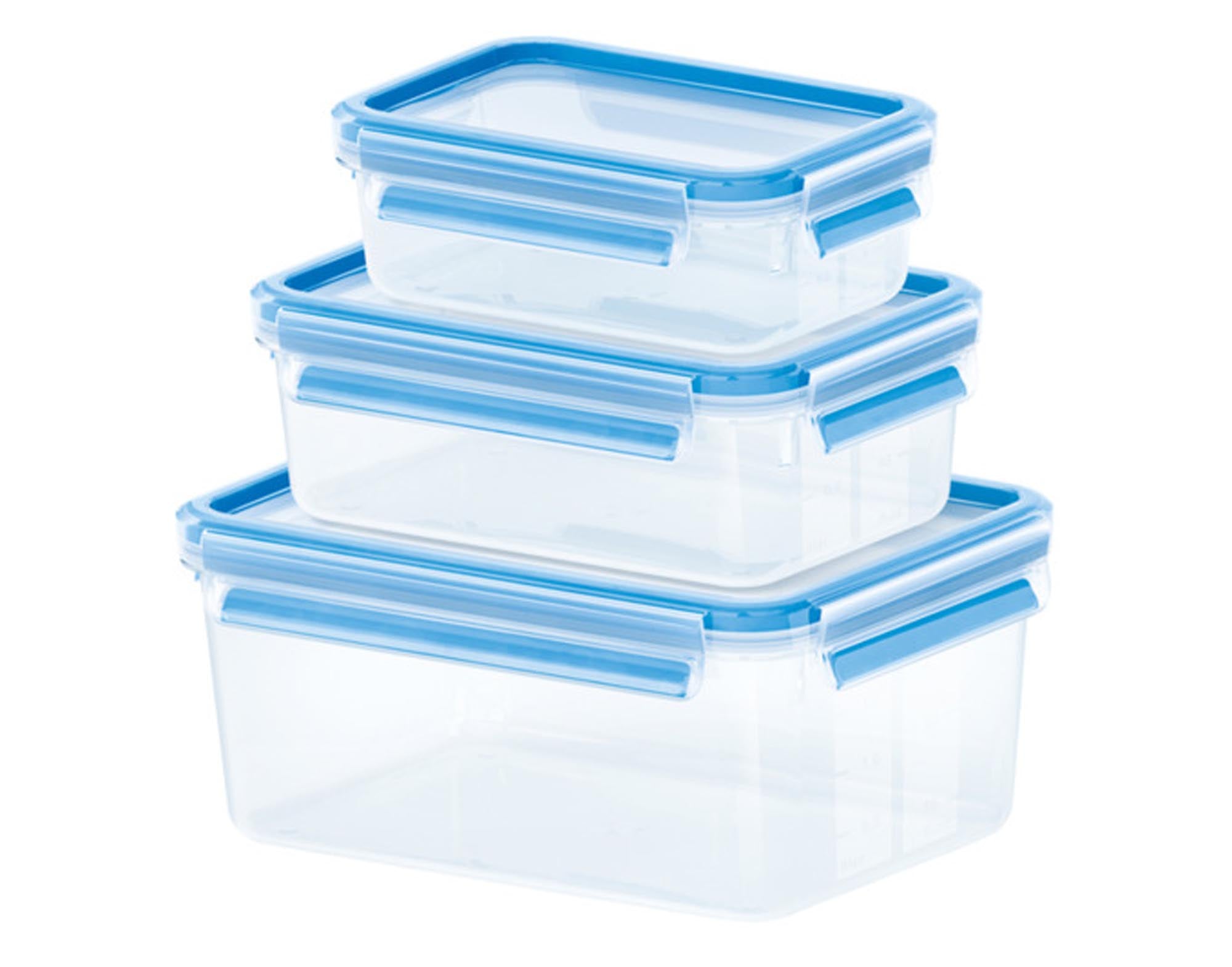 Entdecken Sie das EMSA Clip & Close Set mit 0,55 l, 1 l und 2,3 l Dosen. 100% dicht, BPA-frei, ideal für Lebensmittelaufbewahrung.