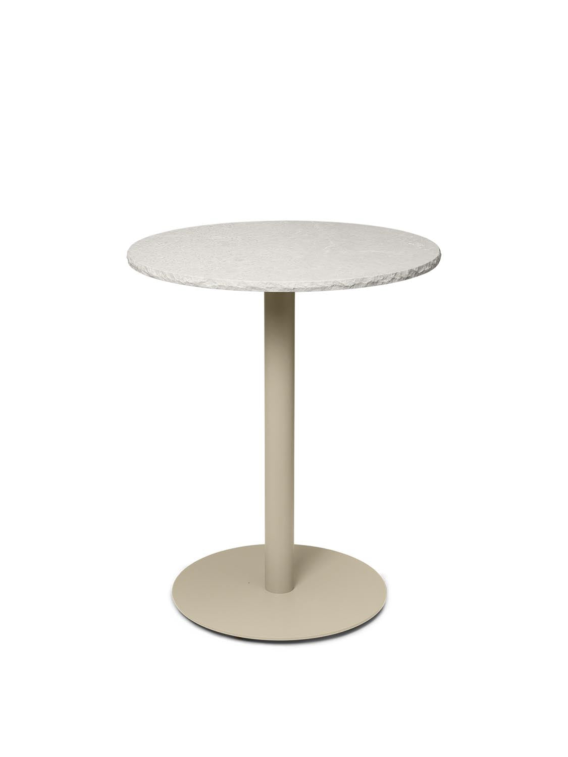 Eleganter Mineral Café Table von Ferm Living: Marmorplatte, Stahlfuss, zeitloses Design, ideal für kleine Räume.