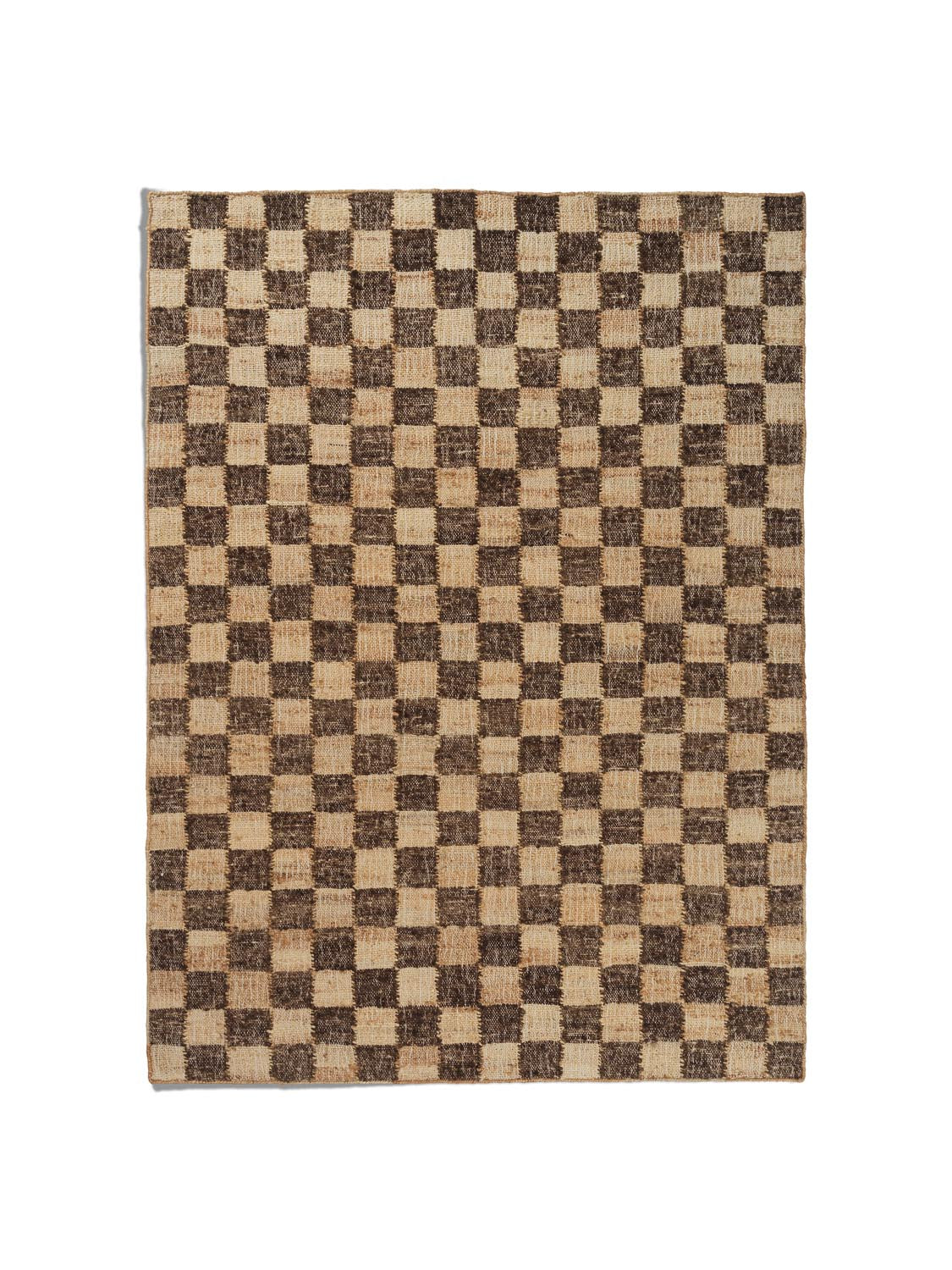 Eleganter Check Wool Jute Teppich 140x200 von Ferm Living: Handgefertigt, robust, weich, mit zeitlosem Karomuster. Perfekt für jeden Raum.
