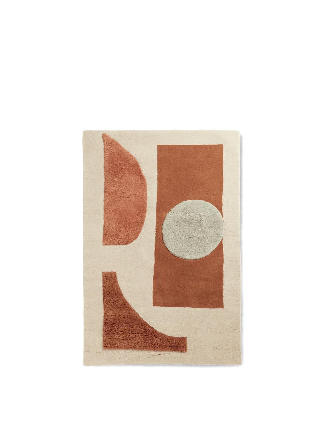 Der Bloco Tufted Teppich von Ferm Living: Ein Kunstwerk aus Neuseeland-Wolle, inspiriert von Scherenschnitt und Collage.