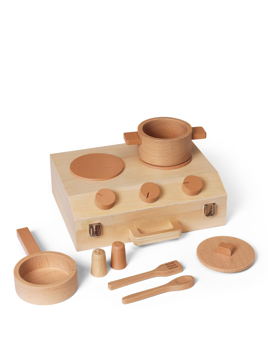 Die Toro Suitcase Kitchen von Ferm Living ist ein kreatives Spielzeug, das Kinder zum Kochen anregt und ihre Fantasie entfaltet.