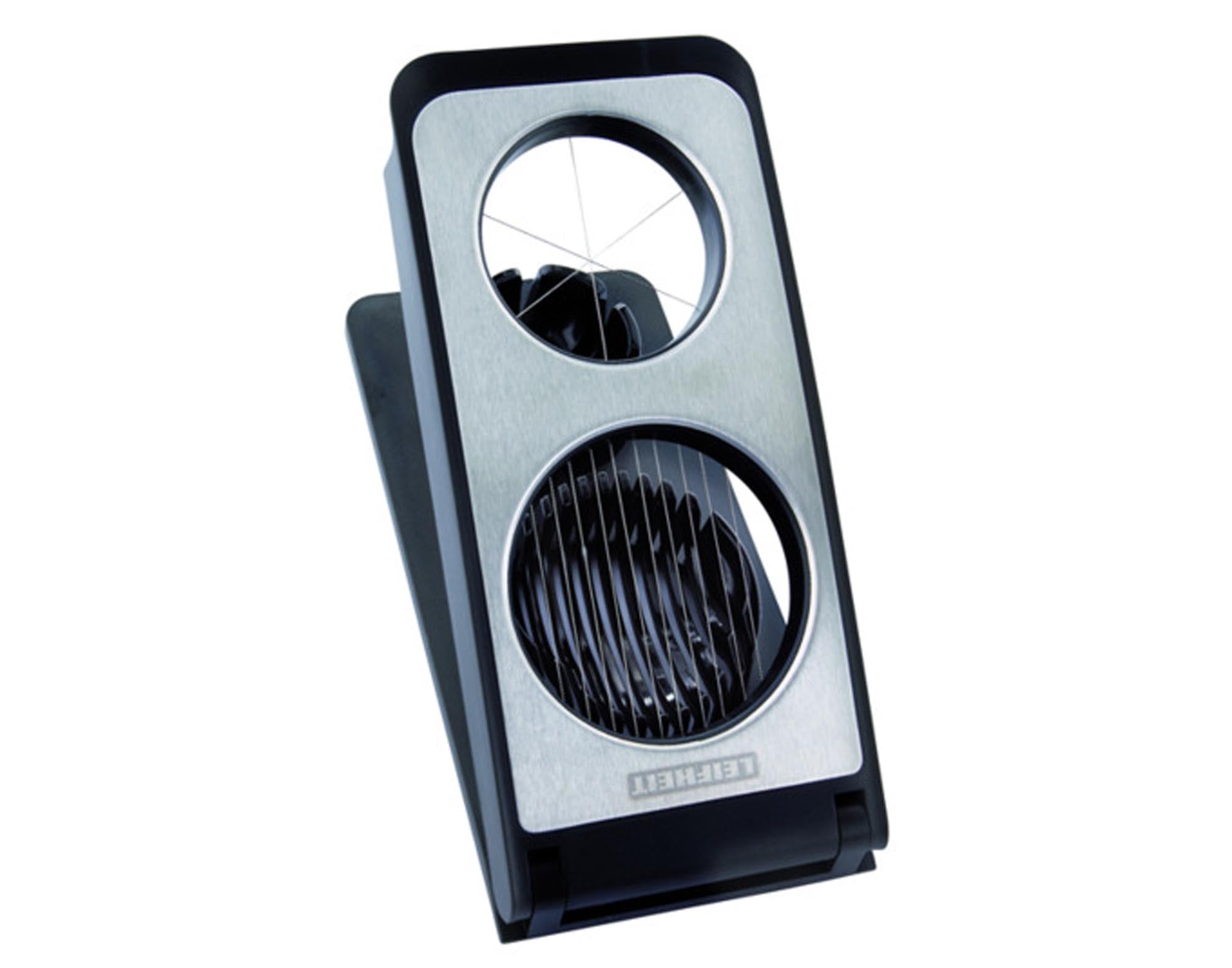 Der LEIFHEIT Eierschneider Inox aus Edelstahl schneidet Eier mühelos in perfekte Scheiben. Langlebig, hygienisch und kompakt – ideal für Ihre Küche!