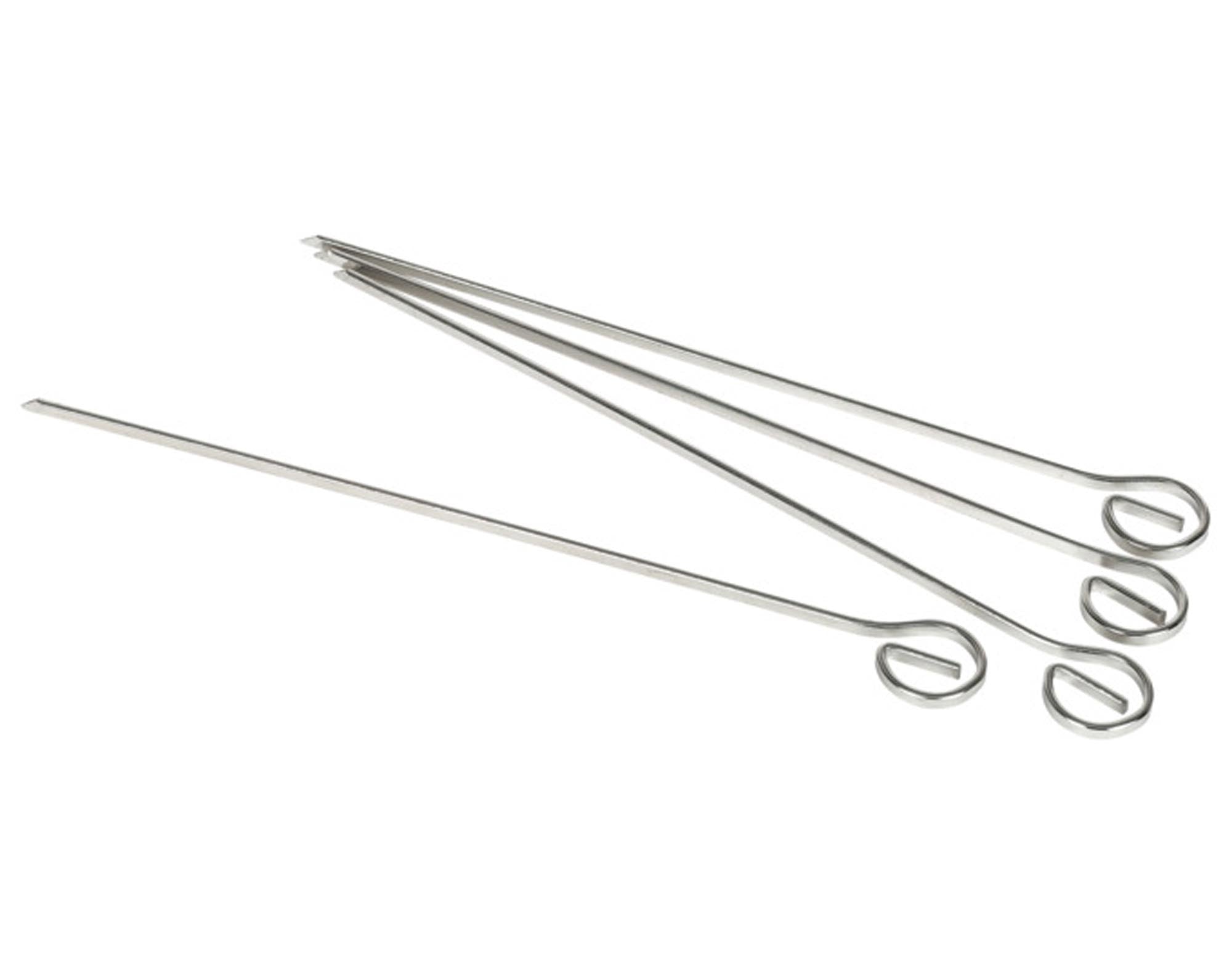 Perfekte 22 cm Schaschlikspiesse aus Edelstahl von GEFU: robust, hitzebeständig, ideal für Fleisch, Gemüse und Obst.