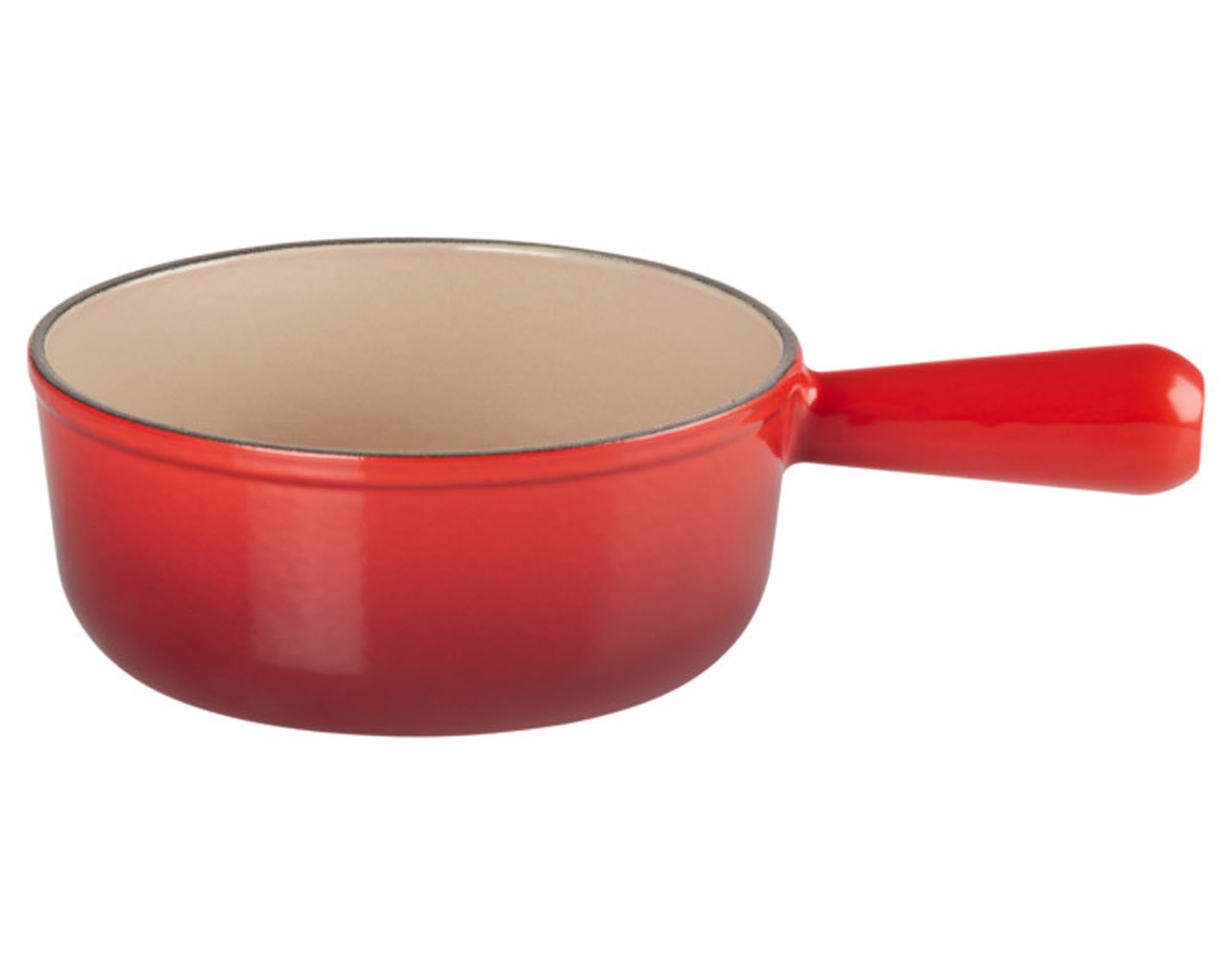 Entdecken Sie das LE CREUSET Fonduecaquelon in kirschrot (ø 18 cm) – ideal für gesellige Fondue-Abende, aus hochwertigem Gusseisen, pflegeleicht und für alle Herdarten geeignet.