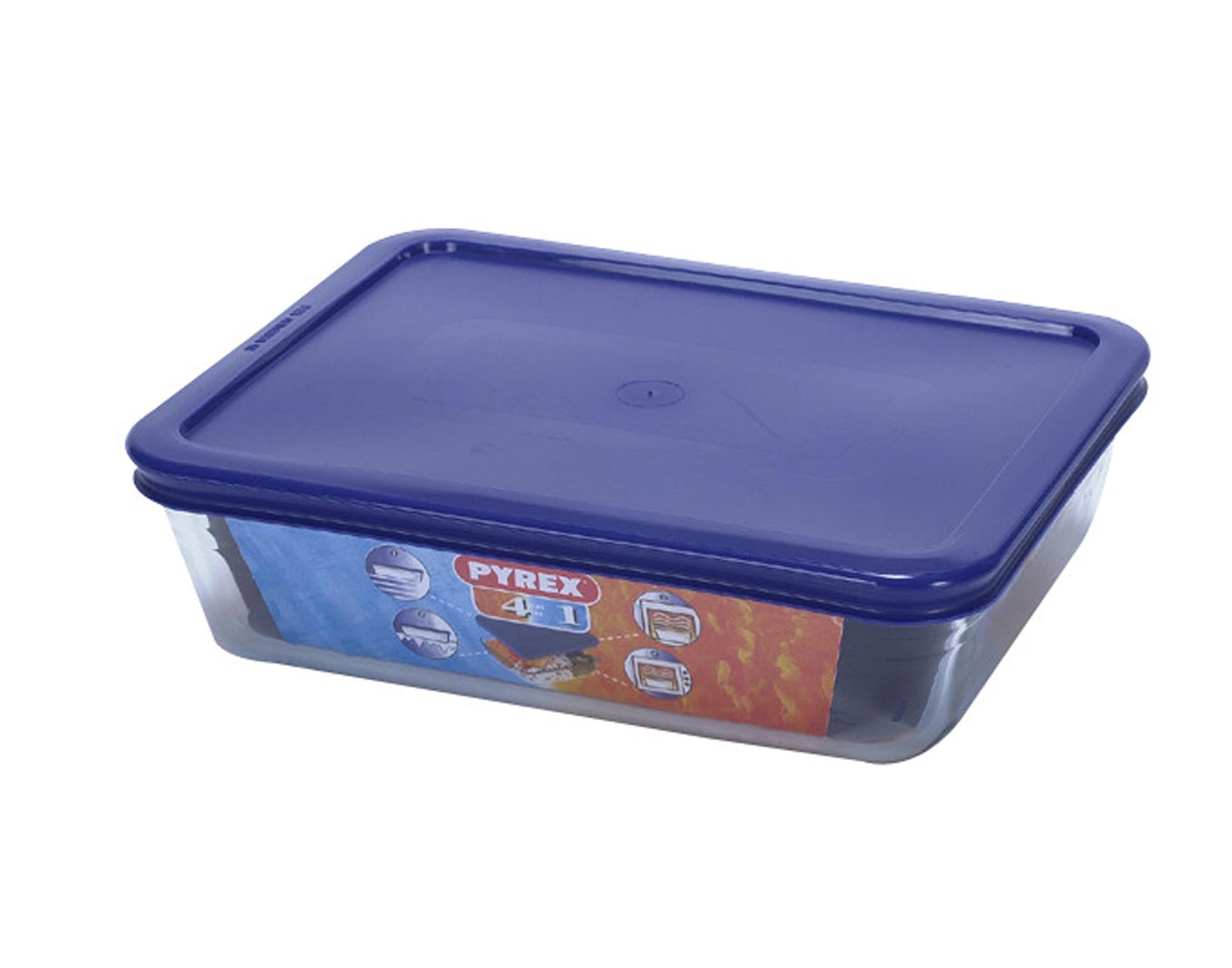 Die 4L PYREX Auflaufform (27x23 cm) mit Deckel ist hitzebeständig, kratzfest und ideal für Ofen, Kühlschrank und Mikrowelle.