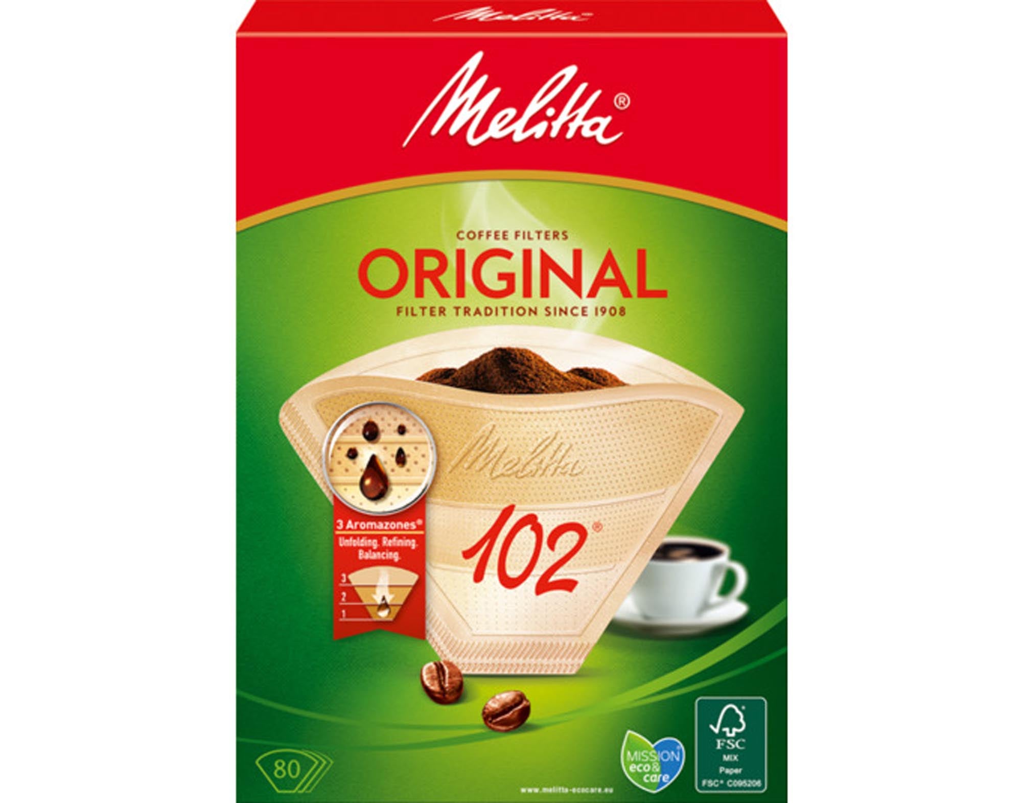 Entdecken Sie die MELITTA Filtertüten 102 (80 Stück) für perfekten Kaffeegenuss. Umweltfreundlich, geschmacksneutral und einfach in der Handhabung!