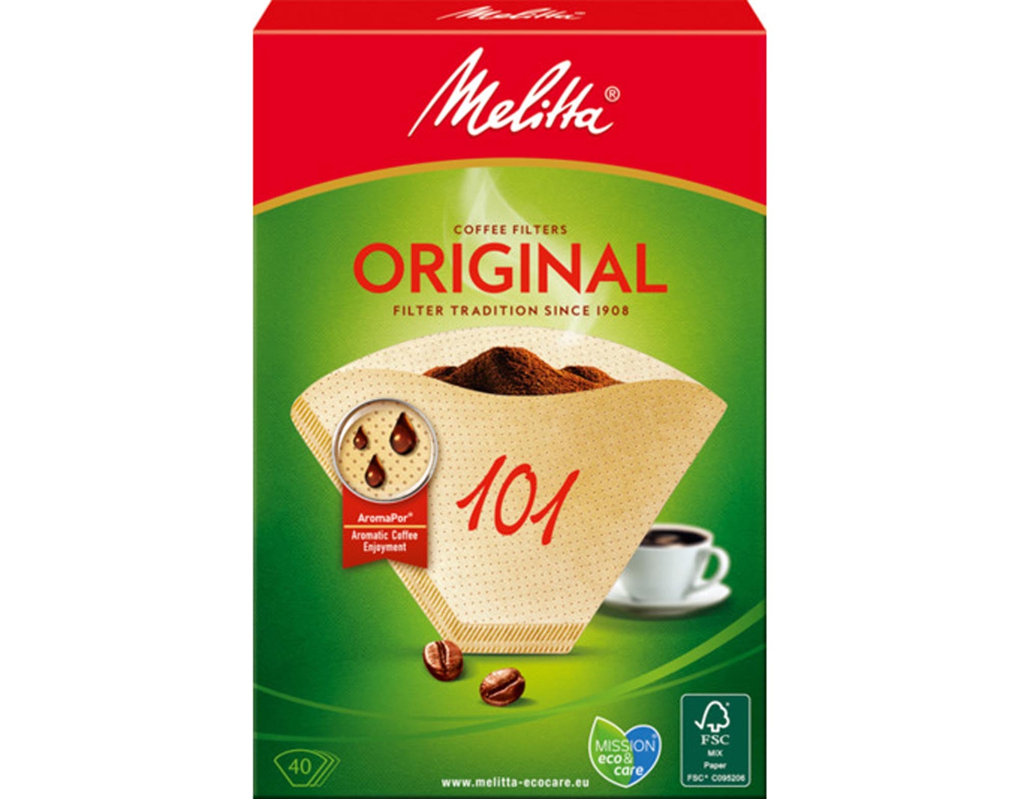 MELITTA Filtertüten 101: 40 Stück, chlorfrei, für perfekten Kaffee- und Teegenuss. Ideal für Filterhalter, gleichmässige Extraktion.