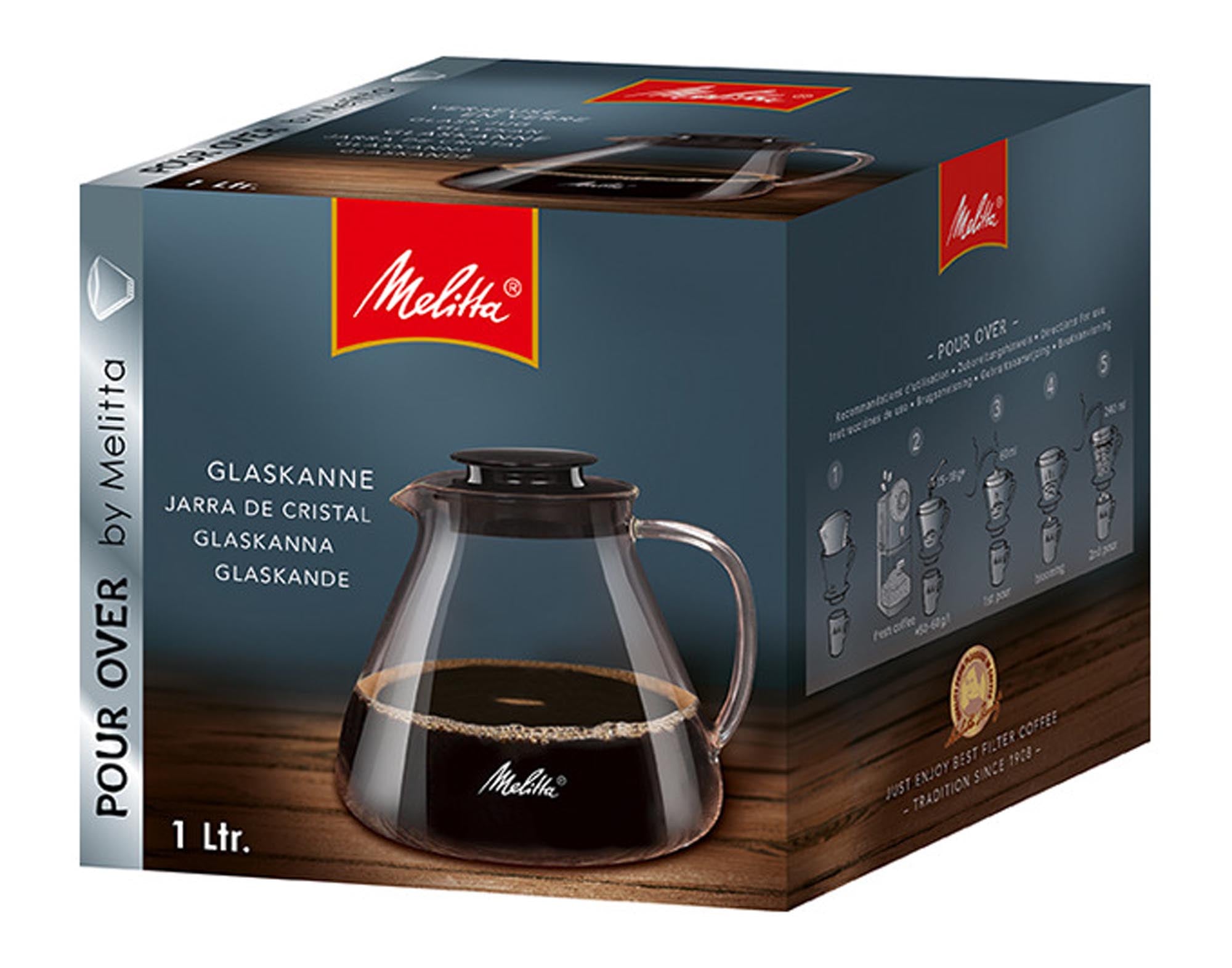 Eleganter 700 ml Glaskrug von MELITTA aus hitzebeständigem Borosilikatglas, ideal für Kaffeespezialitäten. Zeitloses Design.