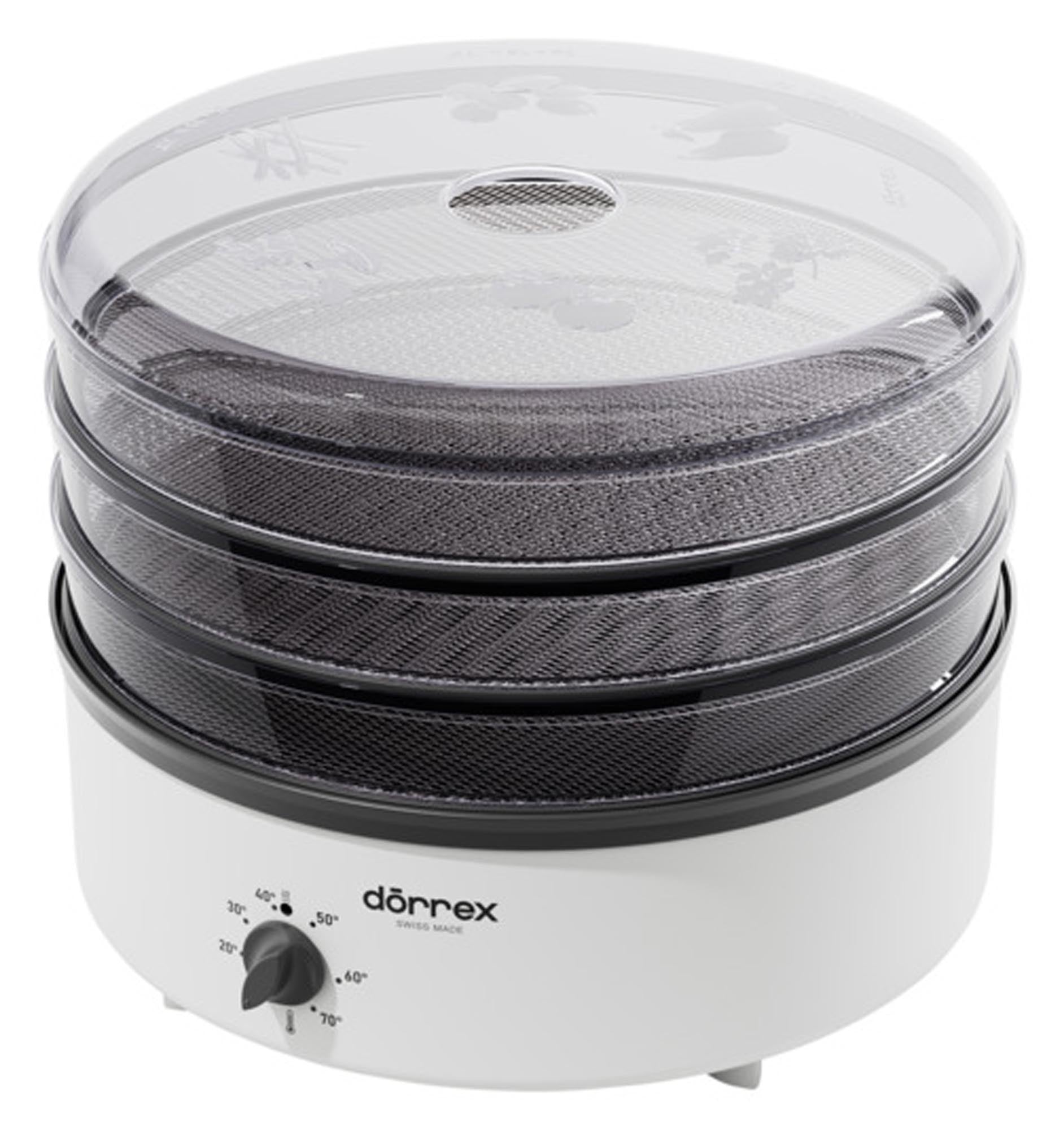 Entdecken Sie den STÖCKLI Dörrapparat Dörrex mit Metallgitter für gesunde Snacks, optimale Luftzirkulation und einfache Reinigung.