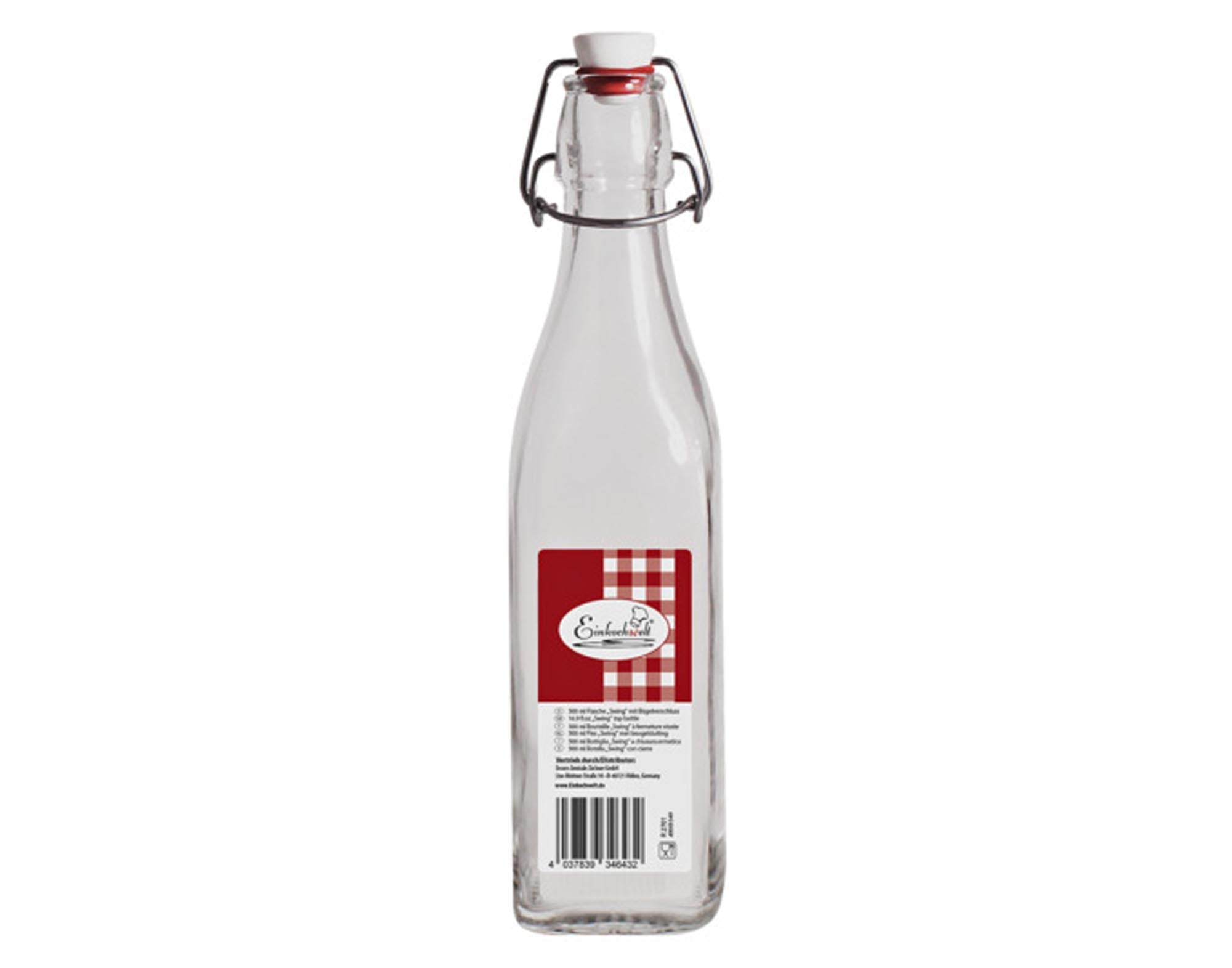 Entdecken Sie die EINKOCHWELT Bügelflasche Swing 500 ml – bruchsicher, luftdicht, spülmaschinenfest und ideal für Getränke, Öle und Essige.