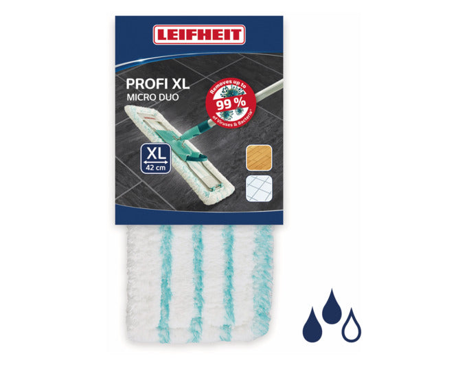 Erleben Sie mit dem LEIFHEIT Ersatzbezug Profi XL micro duo eine mühelose und gründliche Reinigung Ihrer Böden. Ideal für Fliesen, Stein und Laminat!