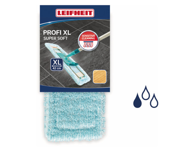 Der LEIFHEIT Ersatzbezug Profi XL super soft ist ideal für die sanfte Reinigung empfindlicher Böden. Effizient, waschbar und perfekt für große Flächen!