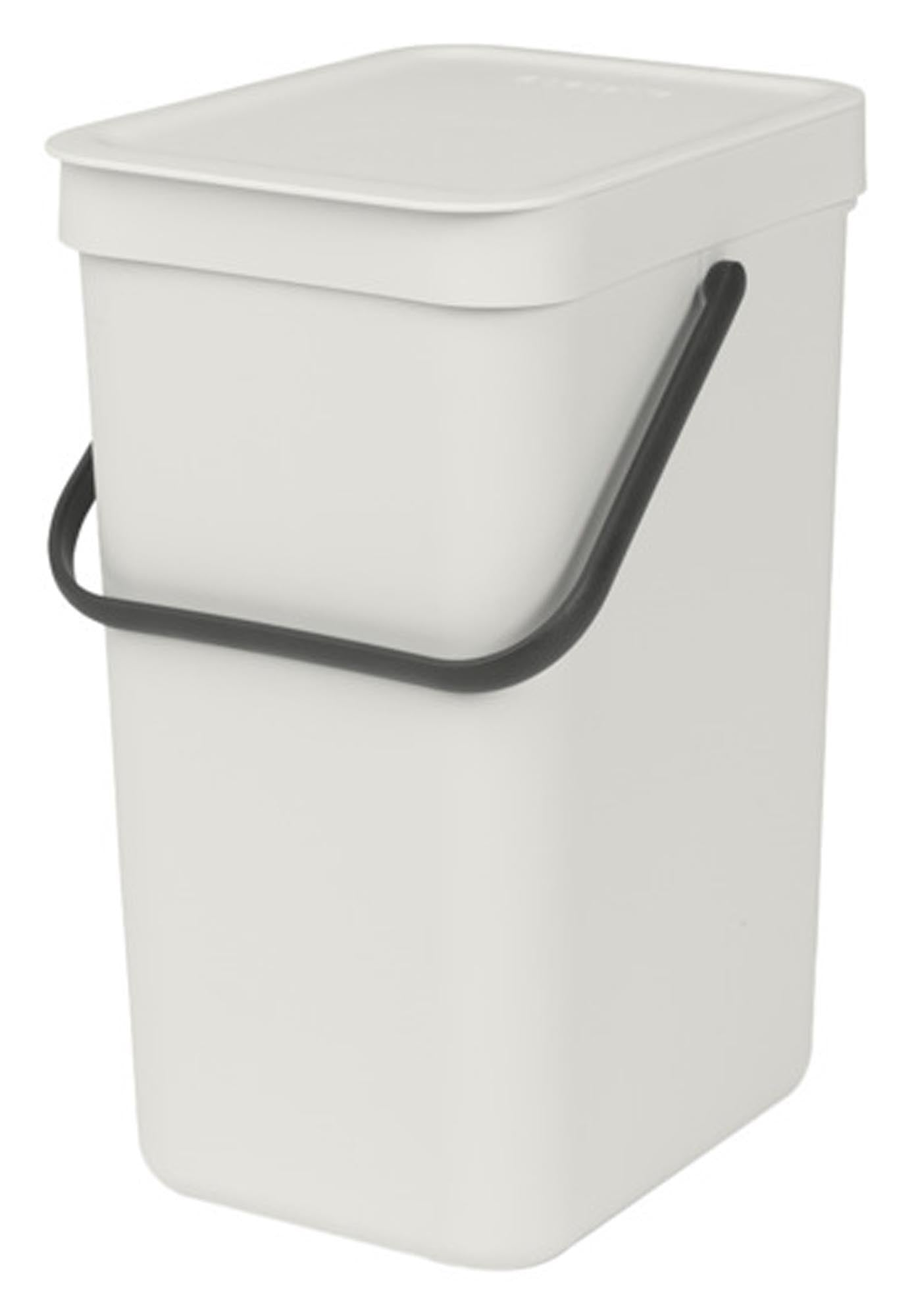 BRABANTIA Abfallbehälter Sort&Go 12 l in light grey: Ideal für umweltbewusstes Mülltrennen, robust, BPA-frei, mit praktischem Deckel und integrierten Griffen.