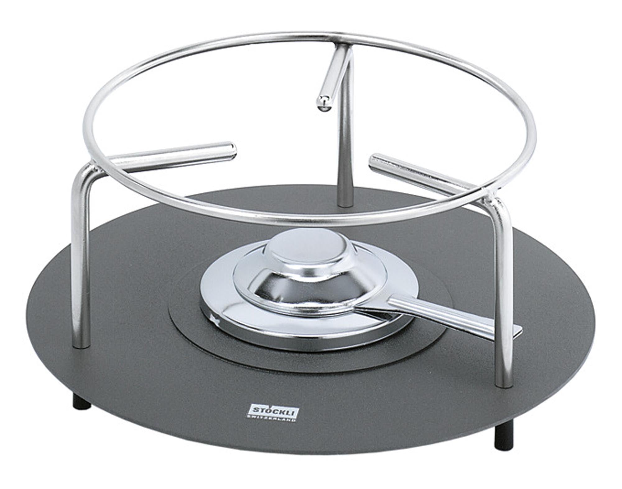 Entdecken Sie den STÖCKLI Rechaud Aragon anthrazit (ø 23 cm) – ideal für Fondue und Raclette, robust, pflegeleicht und stilvoll für gesellige Abende.