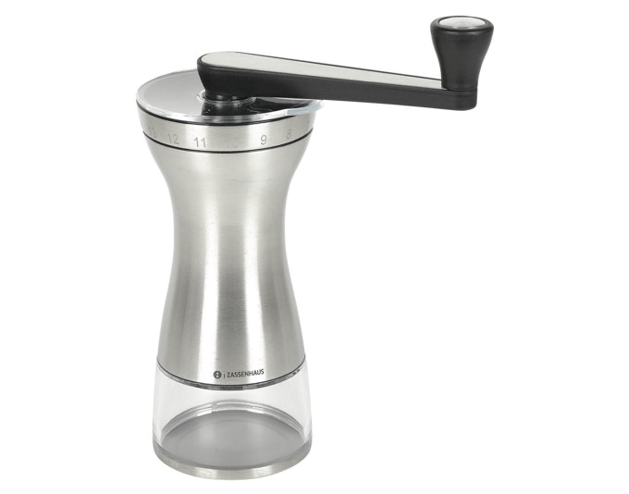 Entdecken Sie die ZASSENHAUS Kaffeemühle Manaos: edles Design, präzise Mahlgradeinstellung, langlebiges Edelstahl und Holz für perfekten Kaffeegenuss.