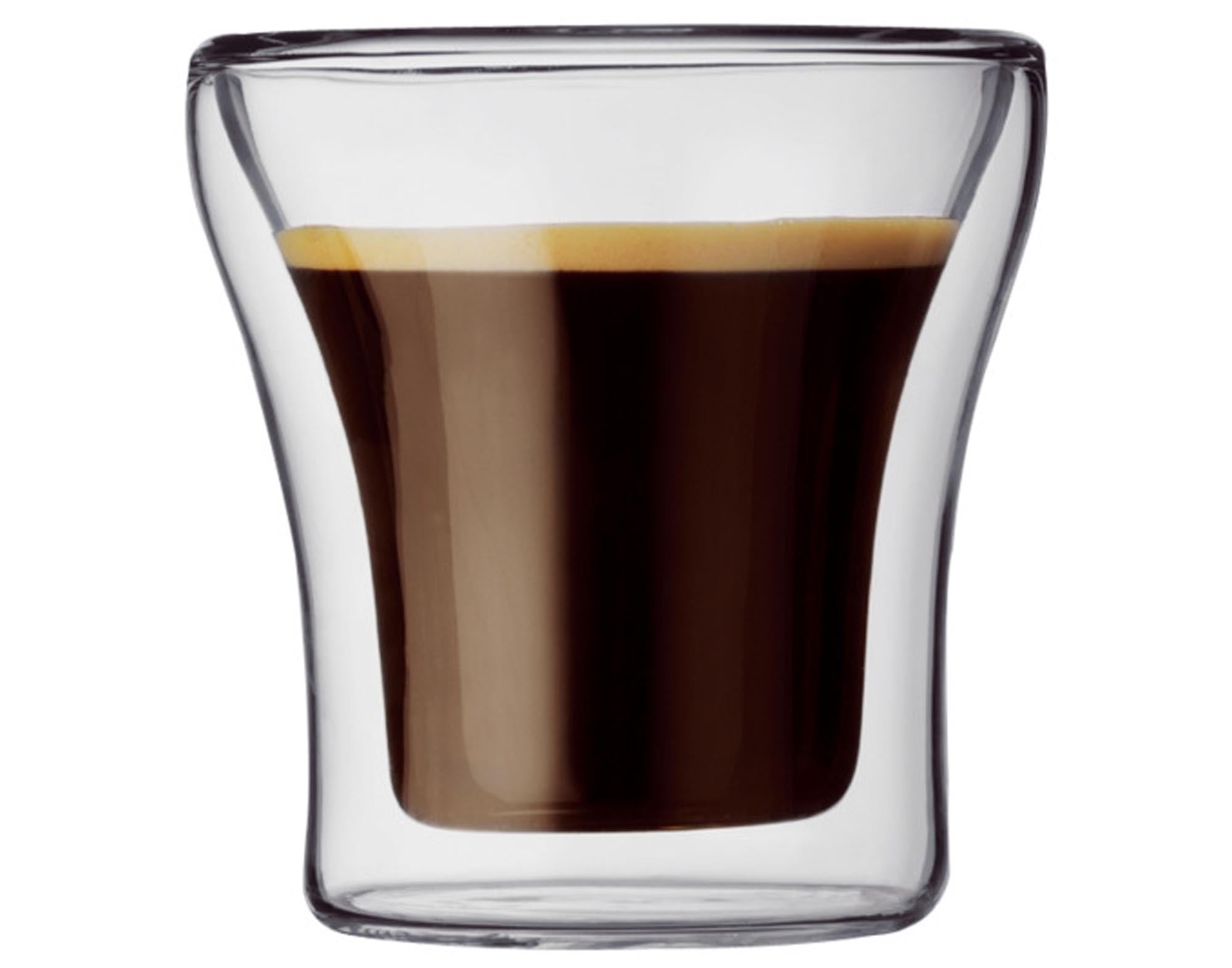 Entdecken Sie die BODUM Assam doppelwandigen Trinkgläser (2 Stück, 0.1 l) – ideal für Espresso, elegant und funktional. Hochwertiges Borosilikatglas.