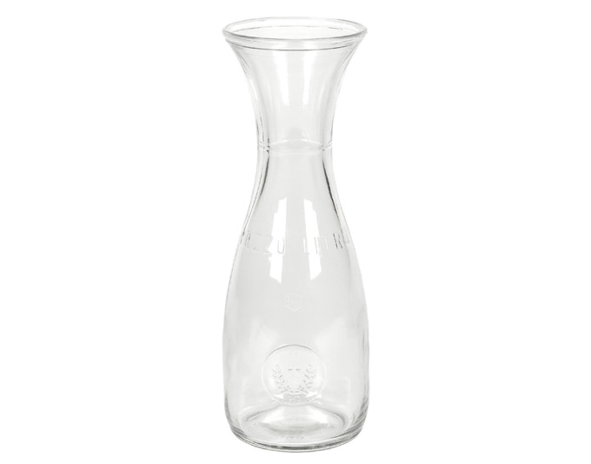 Elegante 1L Karaffe von BORMIOLI ROCCO, geeicht, aus klarem Glas, spülmaschinenfest, ideal für Wasser, Saft, Wein. Zeitloses Design.