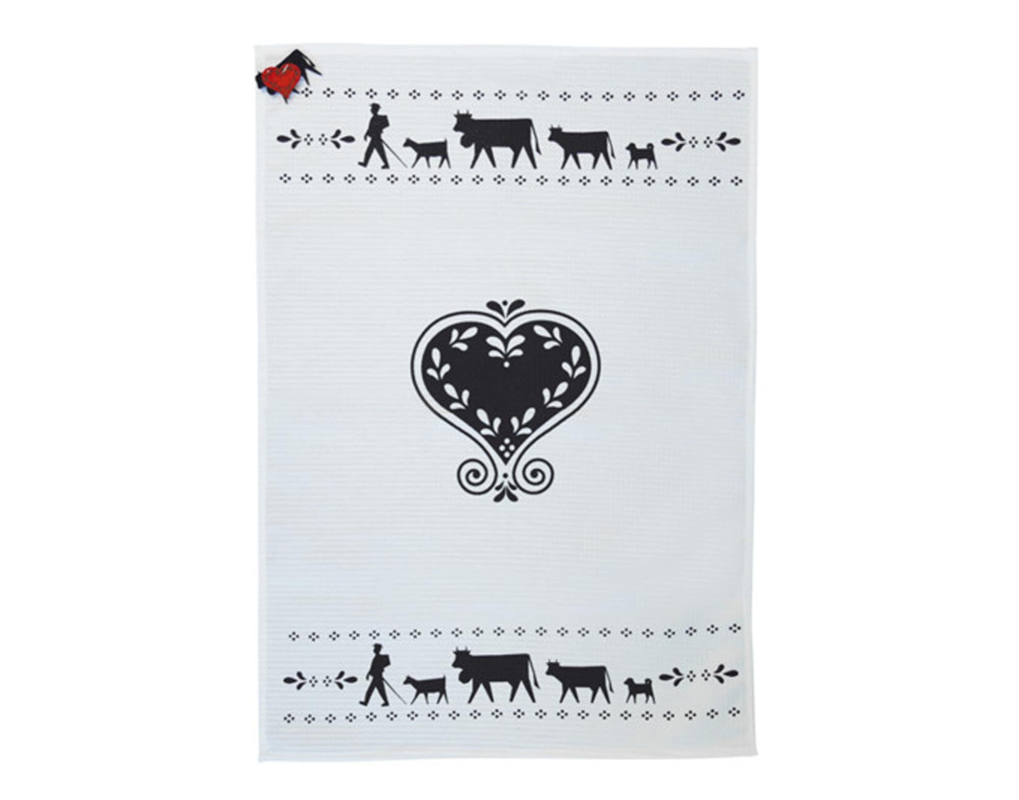 Küchentuch Alpaufzug von STEINLIN: 2er-Set, 70x50 cm, 100% Baumwolle, saugstark, langlebig, alpines Design, pflegeleicht.