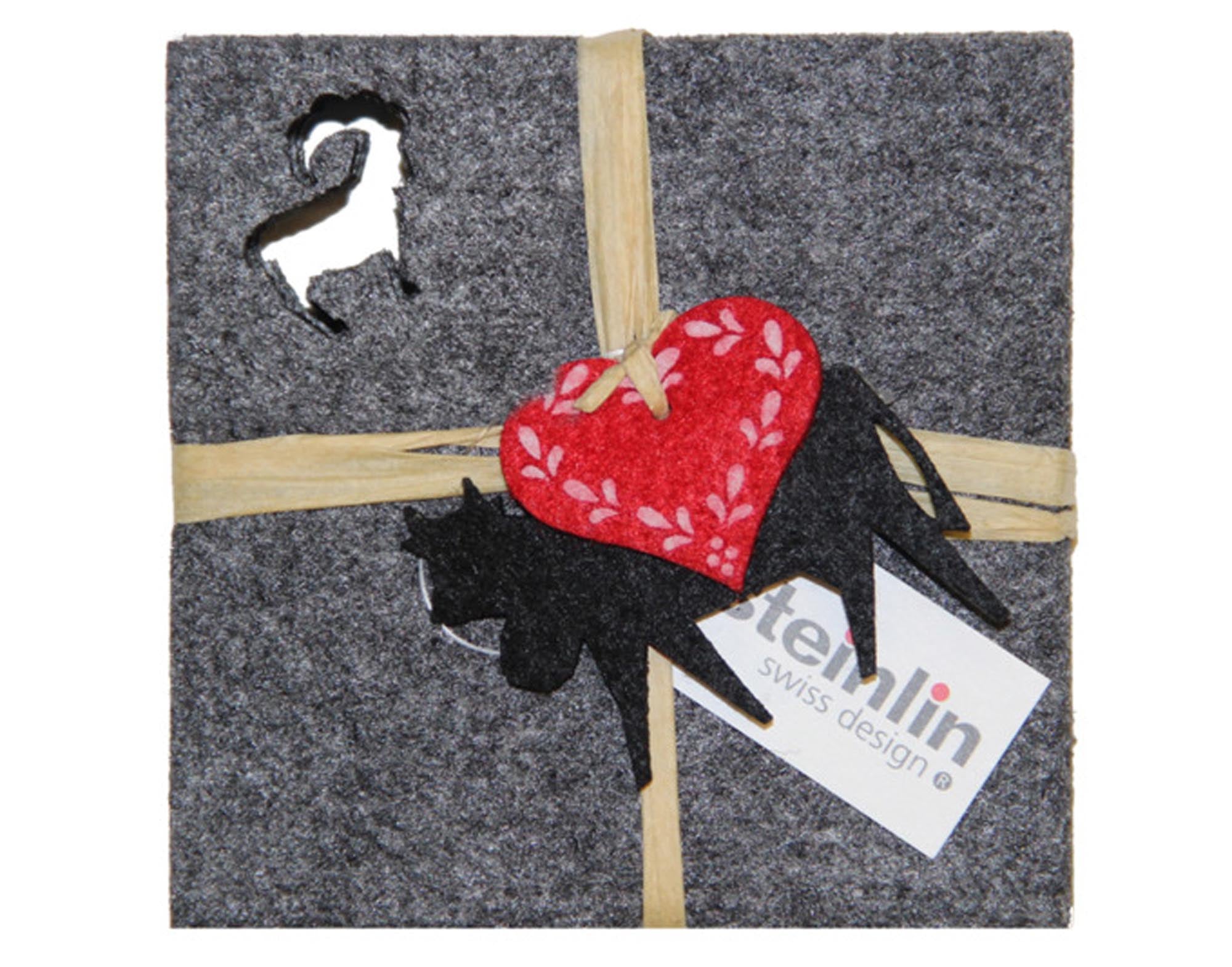 Entdecken Sie die stilvollen STEINLIN Untersetzer Steinbock aus Filz. Praktisch, langlebig und pflegeleicht – ideal für jeden Anlass!