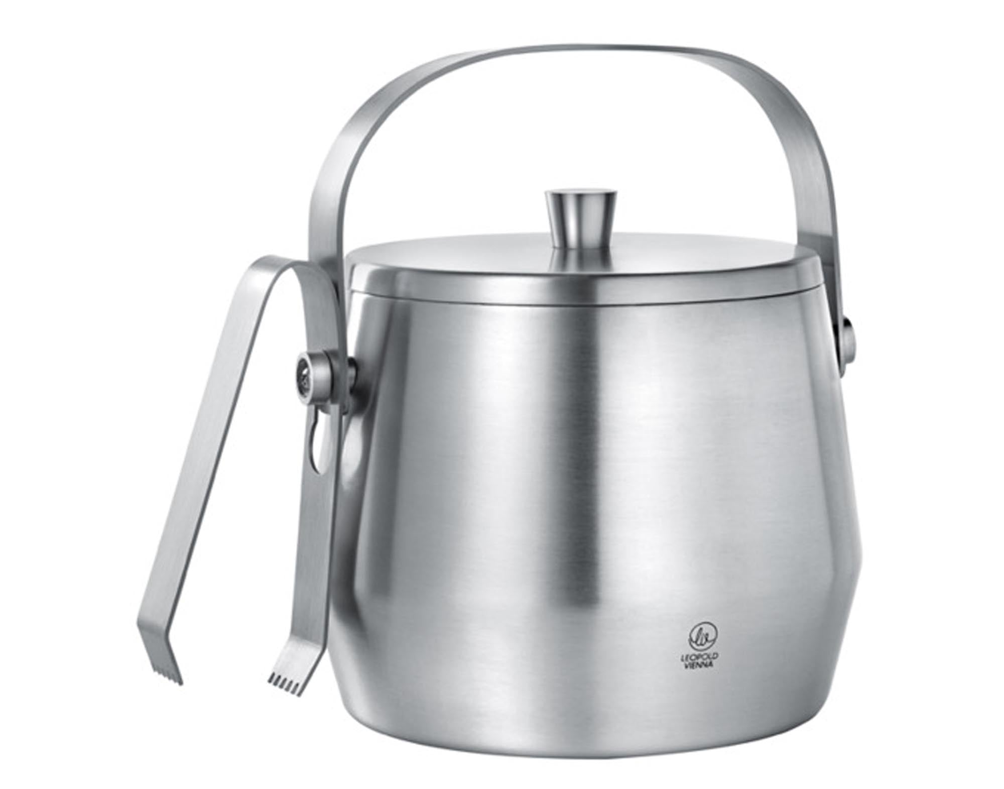 Entdecken Sie den LEOPOLD Eisbehälter mit Deckel und Zange – ideal für Partys, aus hochwertigem Edelstahl, rostfrei und stilvoll. Perfekt für gekühlte Getränke!