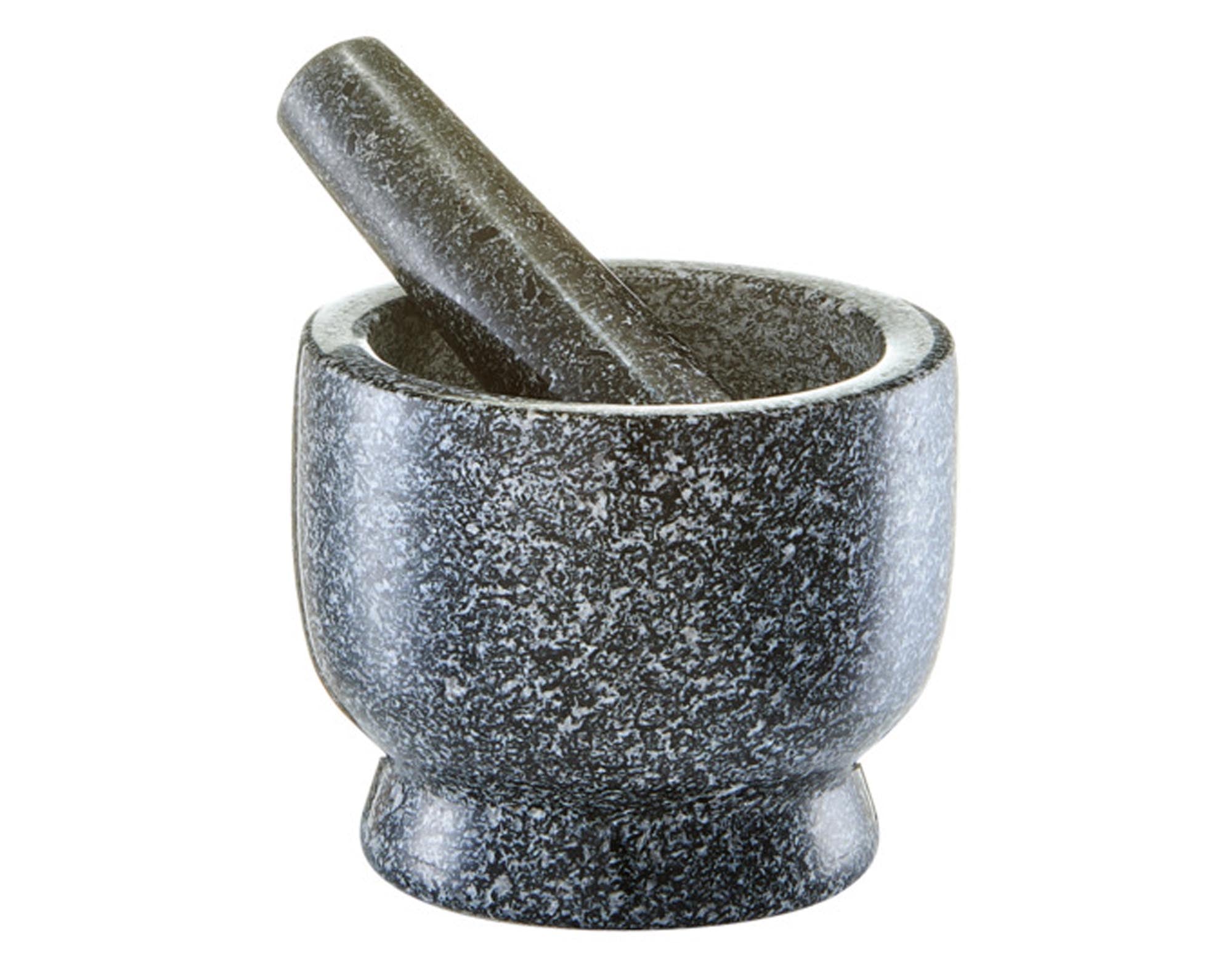 Entdecken Sie den ZELLER Mörser mit Stössel aus Granit (ø 12x10 cm) – ideal zum Zerkleinern von Gewürzen und Kräutern. Pflegeleicht und elegant!