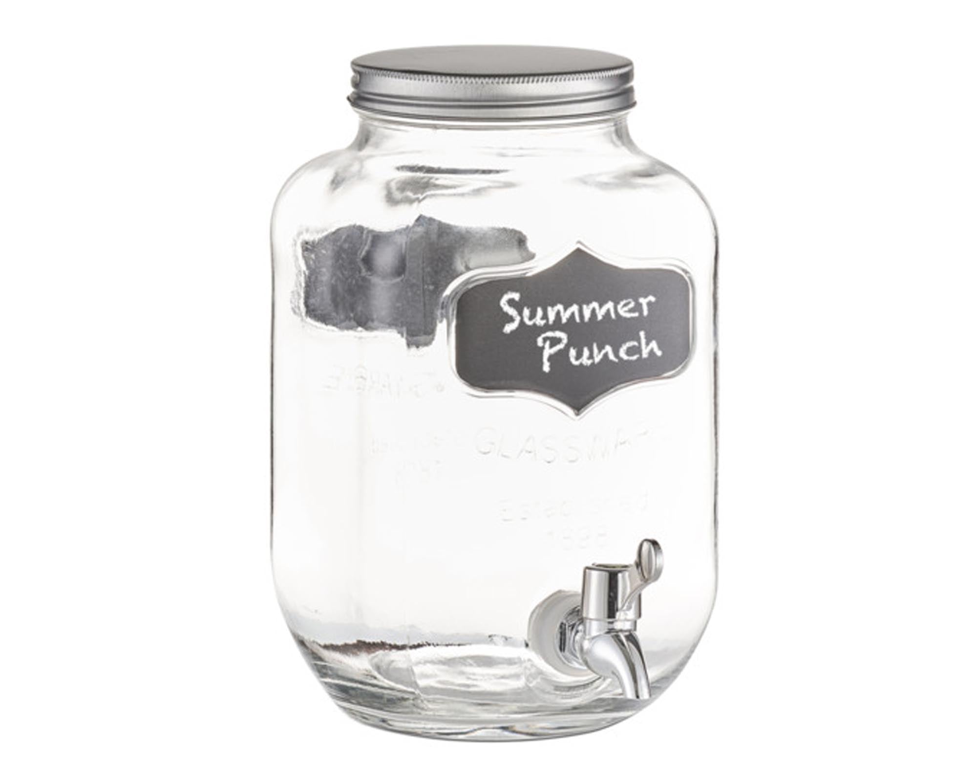 Eleganter ZELLER Getränkespender aus Glas (3.8 l) für Partys, Hochzeiten und Gartenfeste. Hochwertiges Design, praktischer Auslaufhahn, ideal für Erfrischungsgetränke.