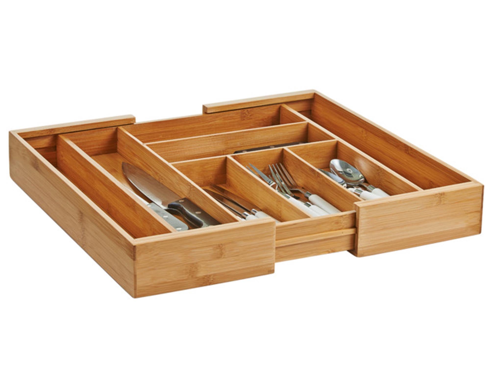 Ausziehbarer Besteckkasten aus Bambus, 29-40x33.5x5 cm, nachhaltig, funktional, stilvoll, von ZELLER PRESENT.